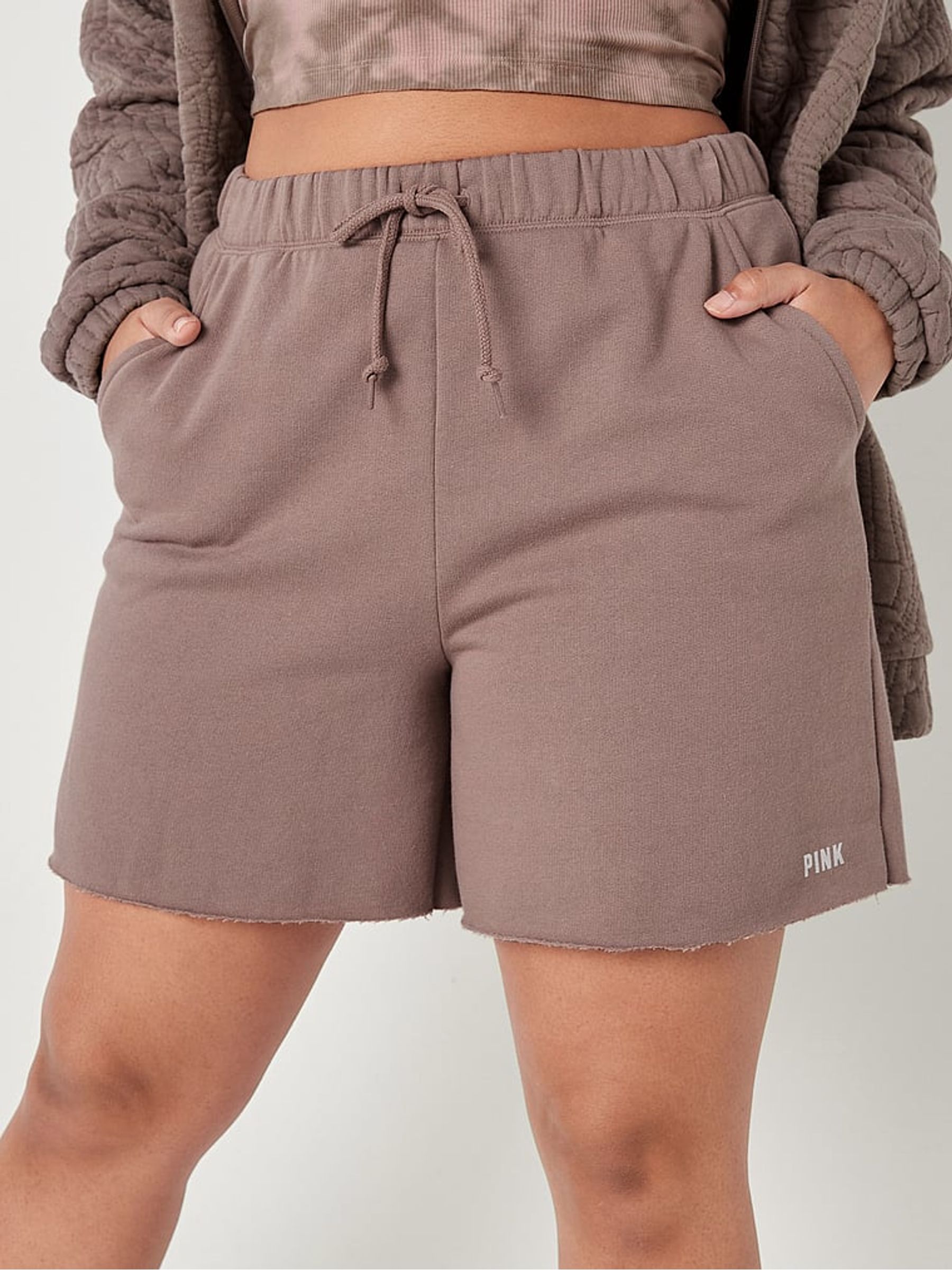 Iced Coffee Brown Fleece Lounge High Waist Short - Image 1 of 2