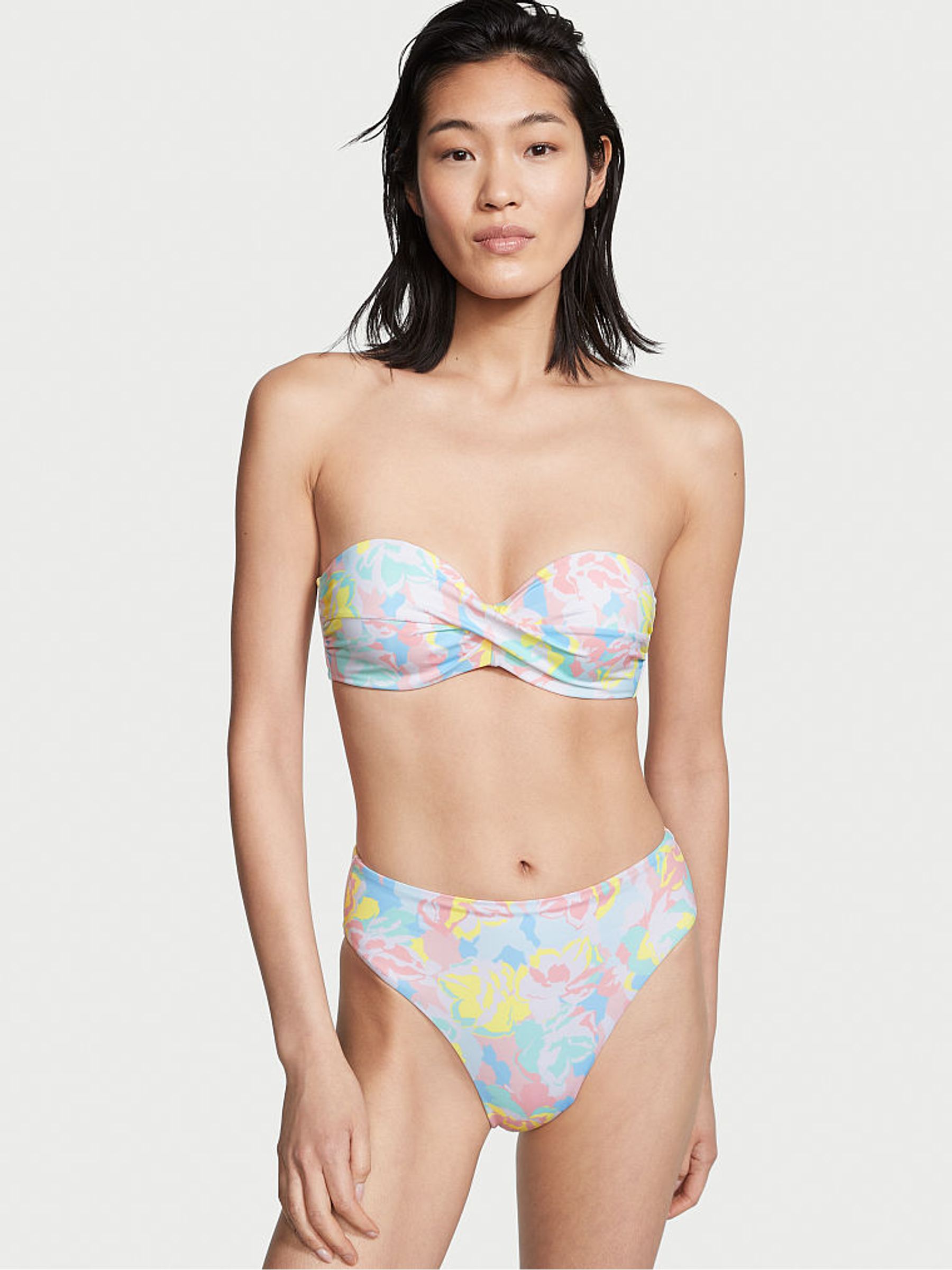 Camo Floral Blue High Waisted Bikini Bottom - Image 1 of 4