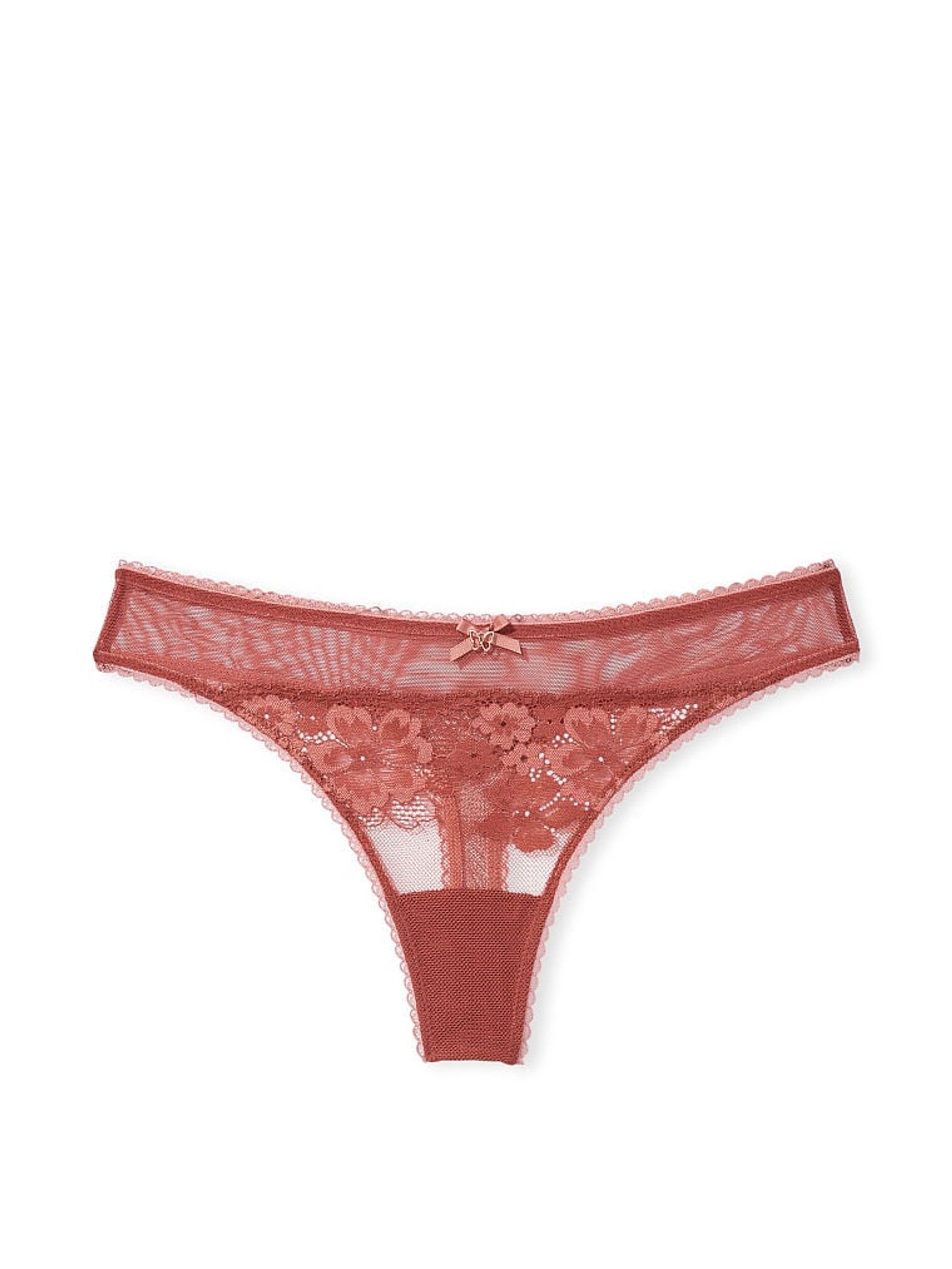 Clay Brown Lace Lace Front Thong Knickers - Image 3 of 3