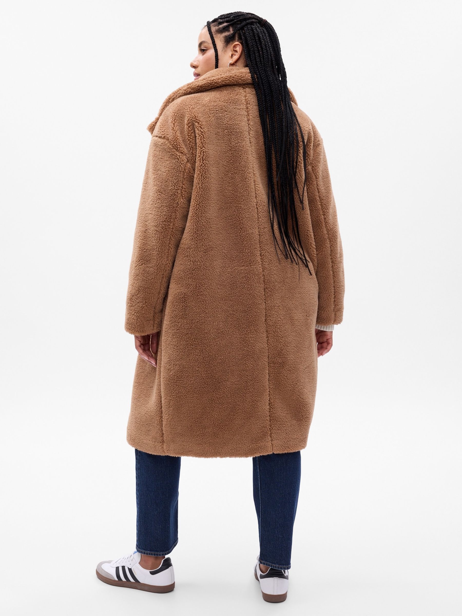 Brown Long Sherpa Coat - Image 2 of 5