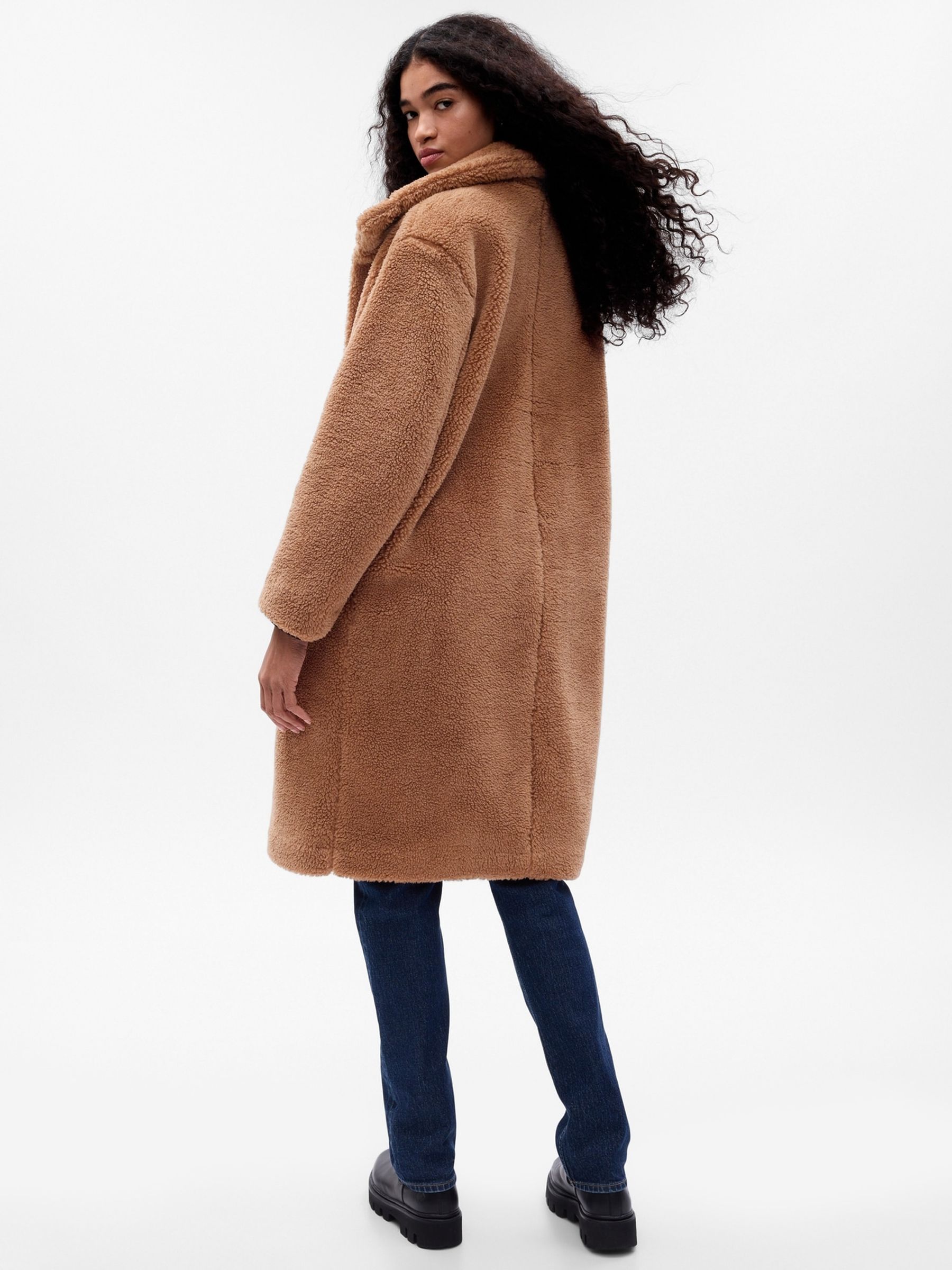 Brown Long Sherpa Coat - Image 4 of 5