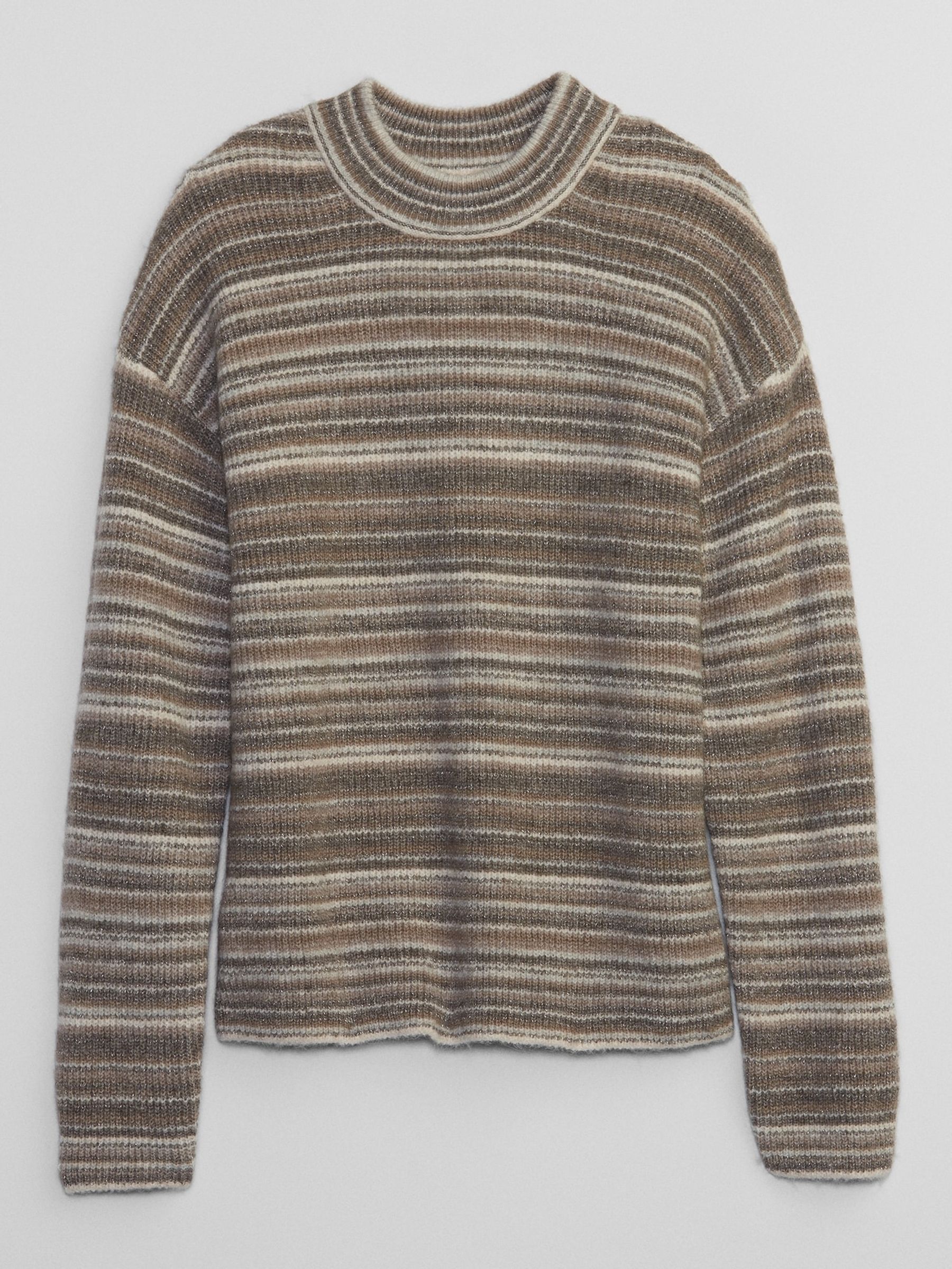 Beige Cosy Ribbed Stripe Crew Neck Jumper - Image 5 of 5