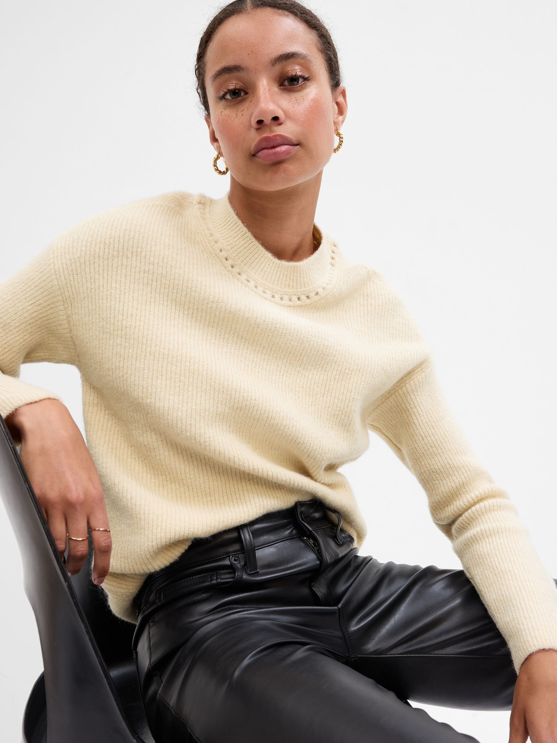 Cream Forever Cosy Ribbed Crew Neck Long Sleeve Jumper - Image 1 of 1