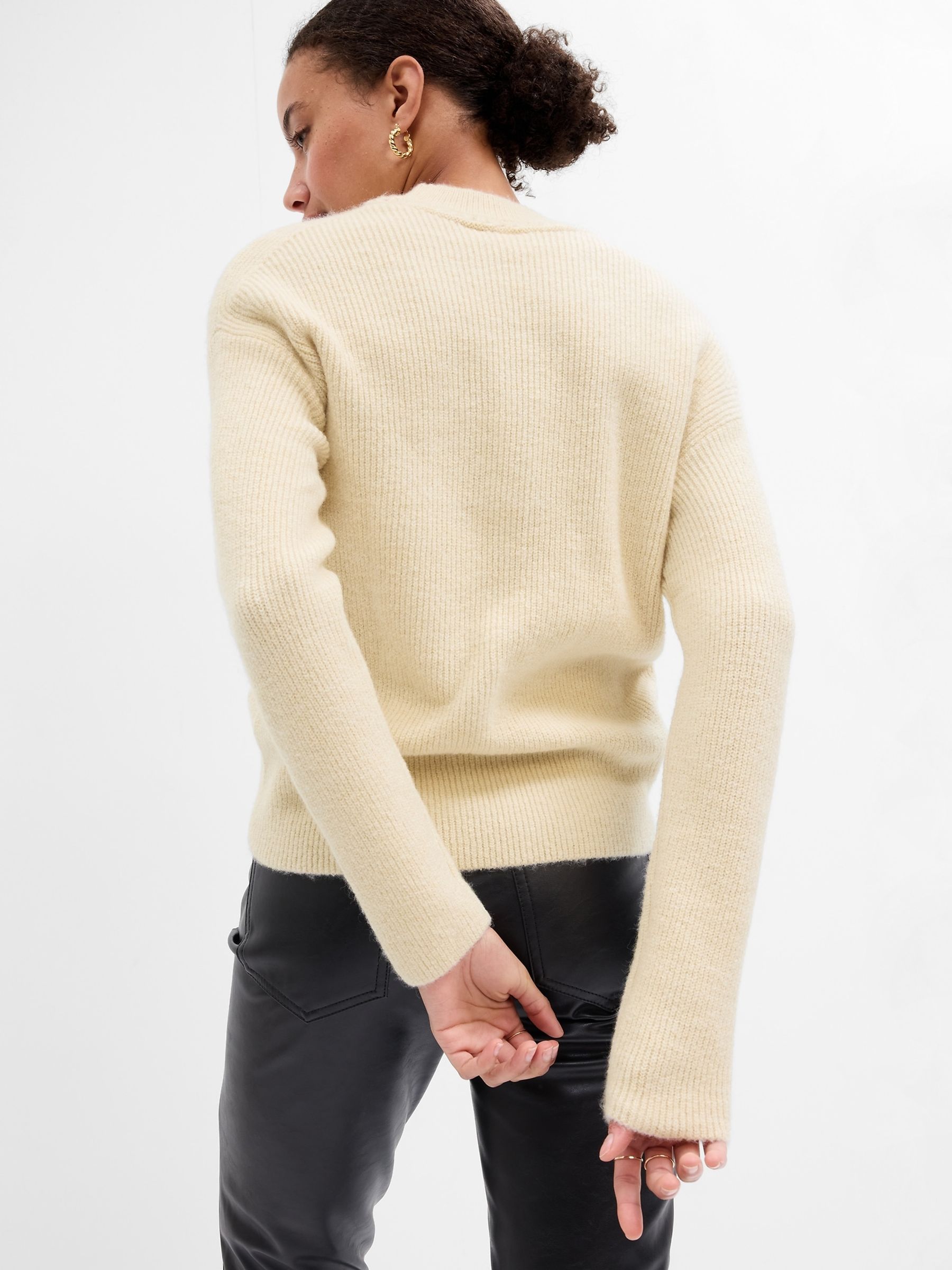Cream Forever Cosy Ribbed Crew Neck Long Sleeve Jumper - Image 2 of 2