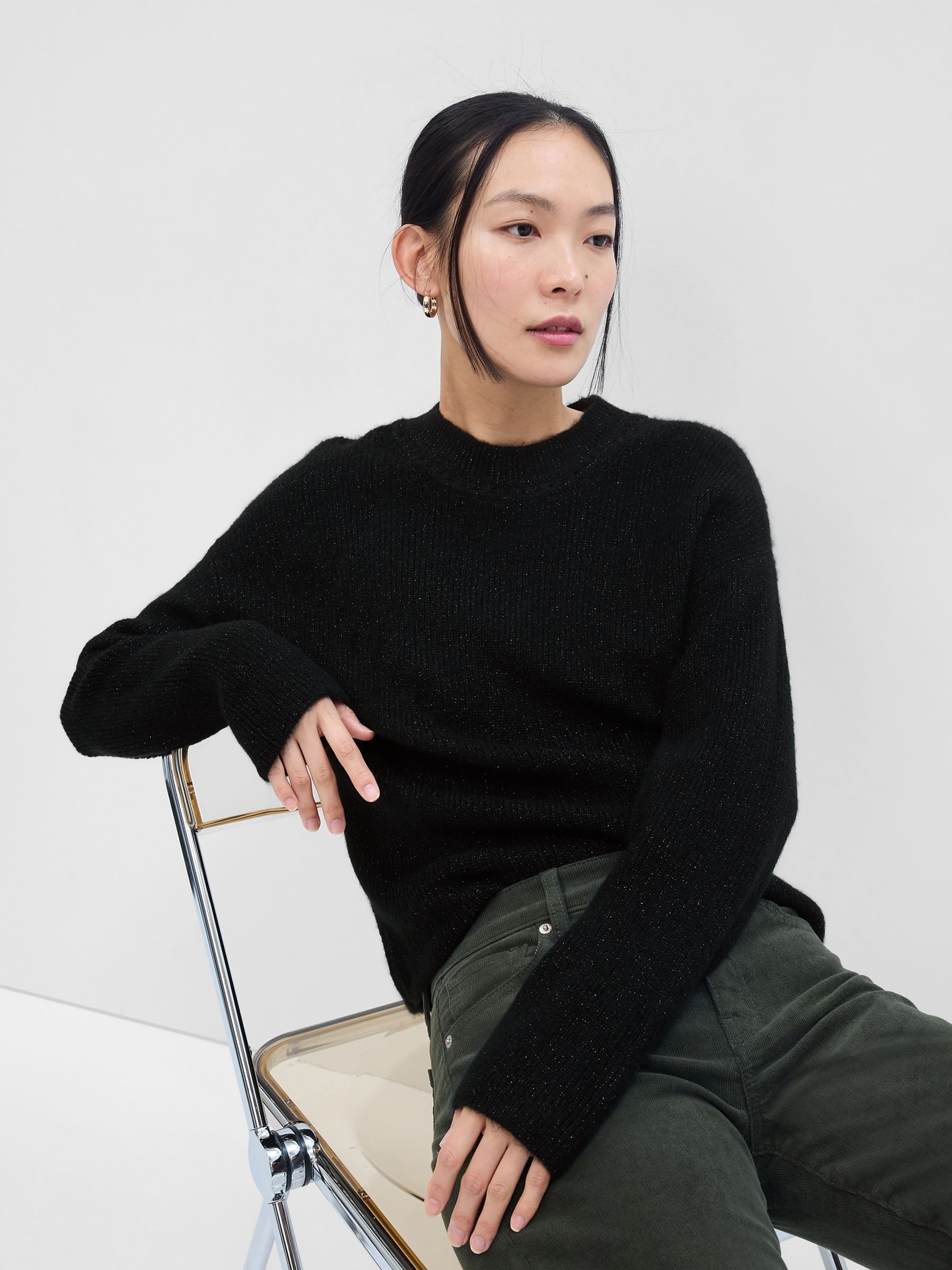 Black Forever Cosy Ribbed Crew Neck Long Sleeve Jumper - Image 1 of 1 Black Forever Cosy Ribbed Crew Neck Long Sleeve Jumper - Image 1 of 1