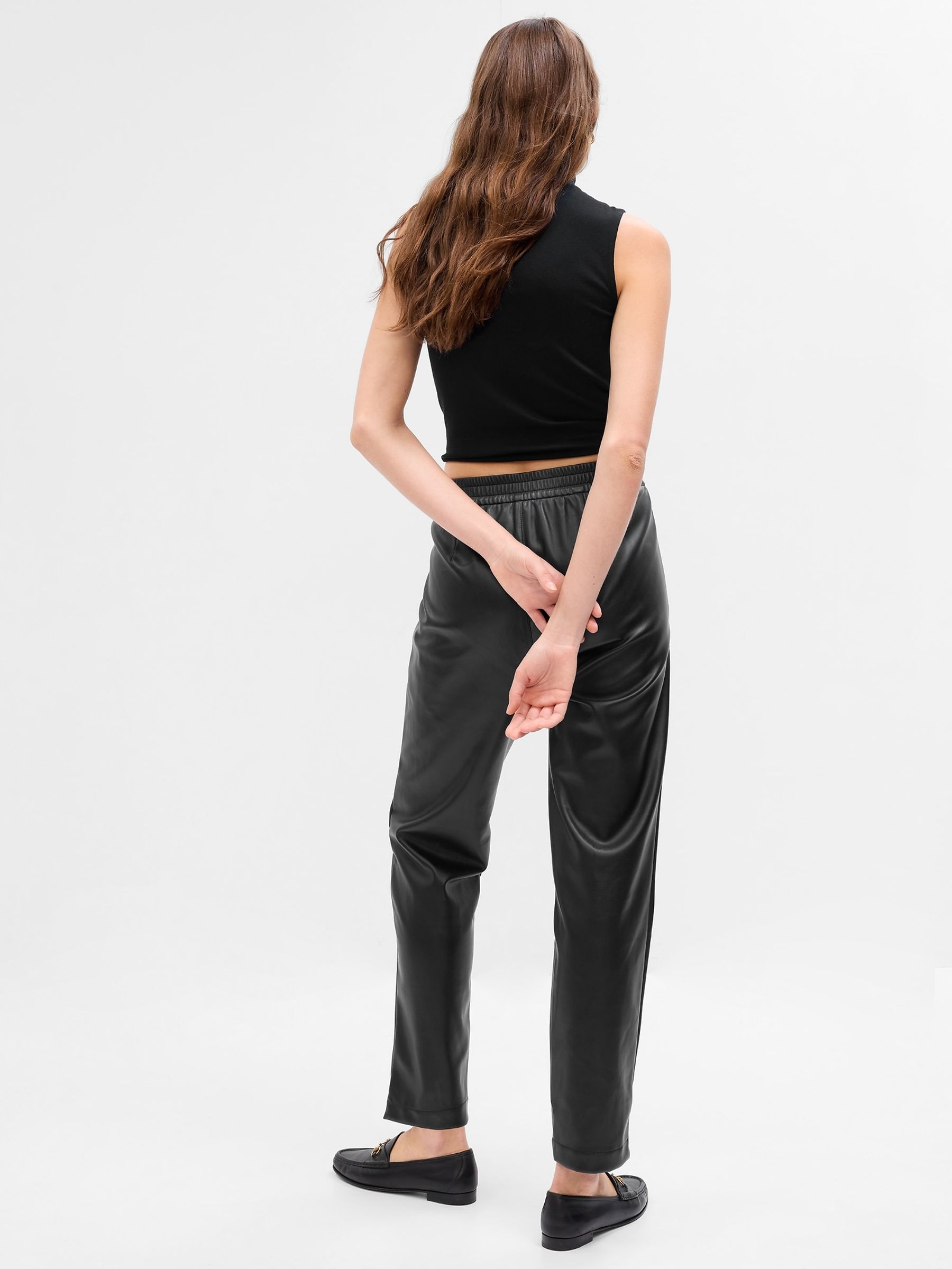 Black Faux Leather Easy Trousers - Image 2 of 3