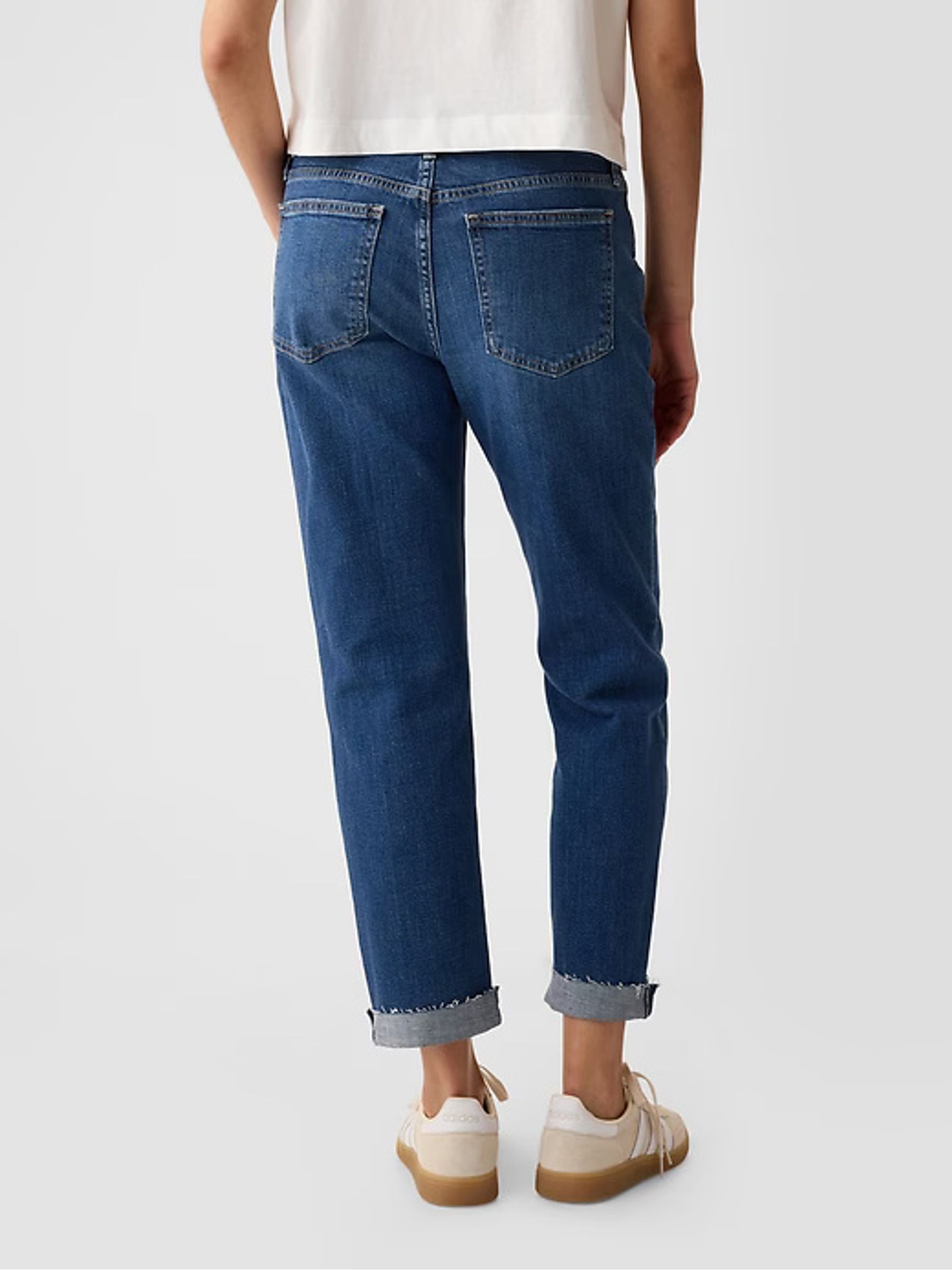 Blue Mid Rise Slim Fit Ankle Length Girlfriend Jeans - Image 3 of 11