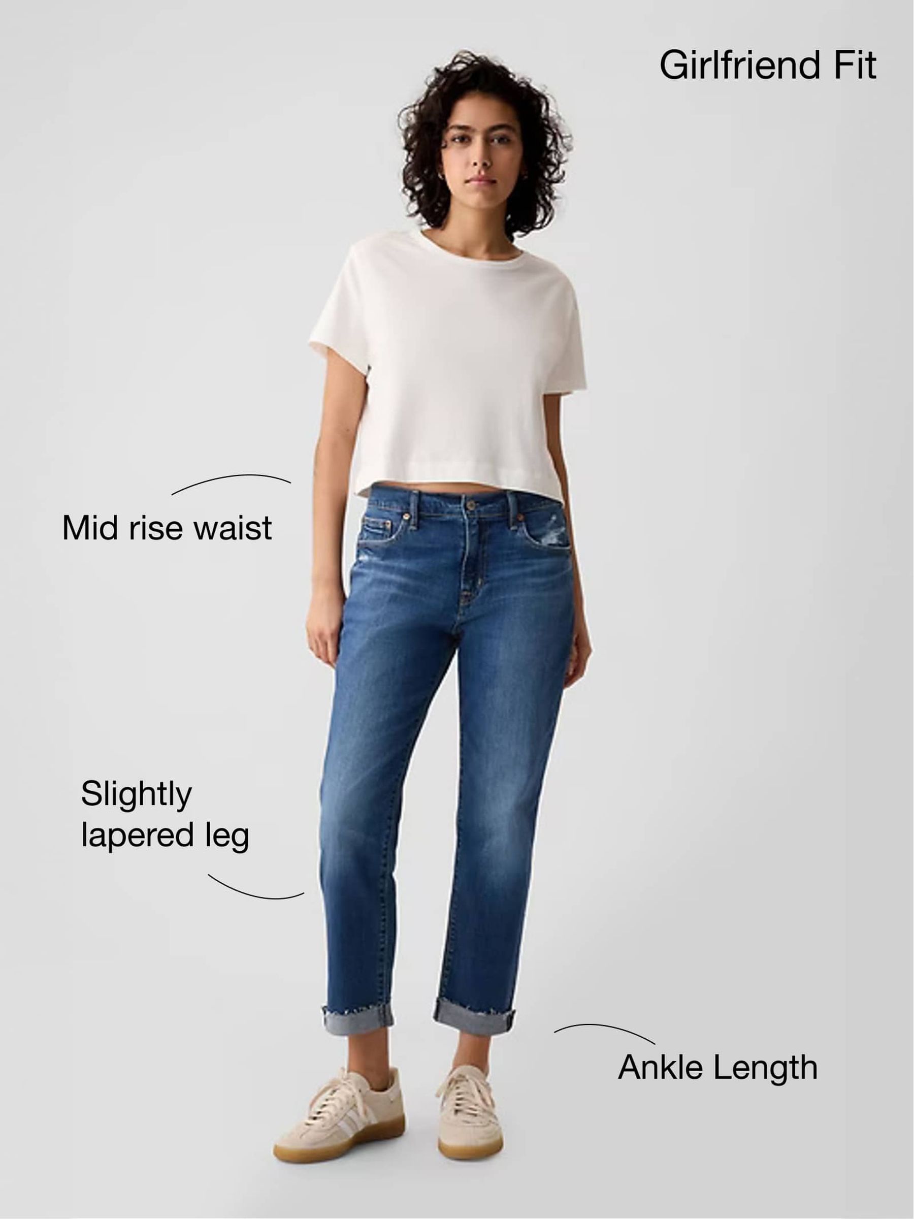 Blue Mid Rise Slim Fit Ankle Length Girlfriend Jeans - Image 6 of 11