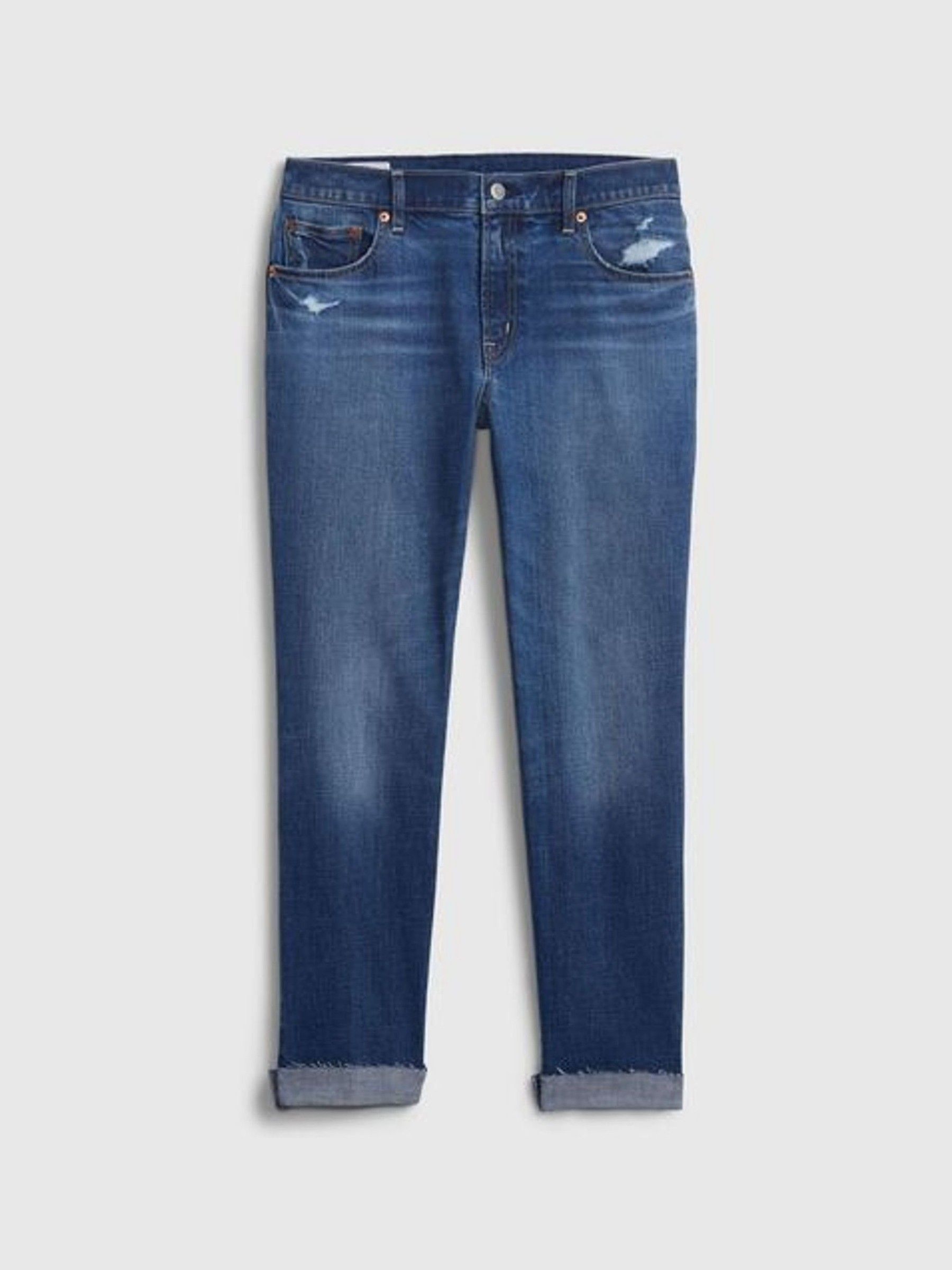 Blue Mid Rise Slim Fit Ankle Length Girlfriend Jeans - Image 10 of 11