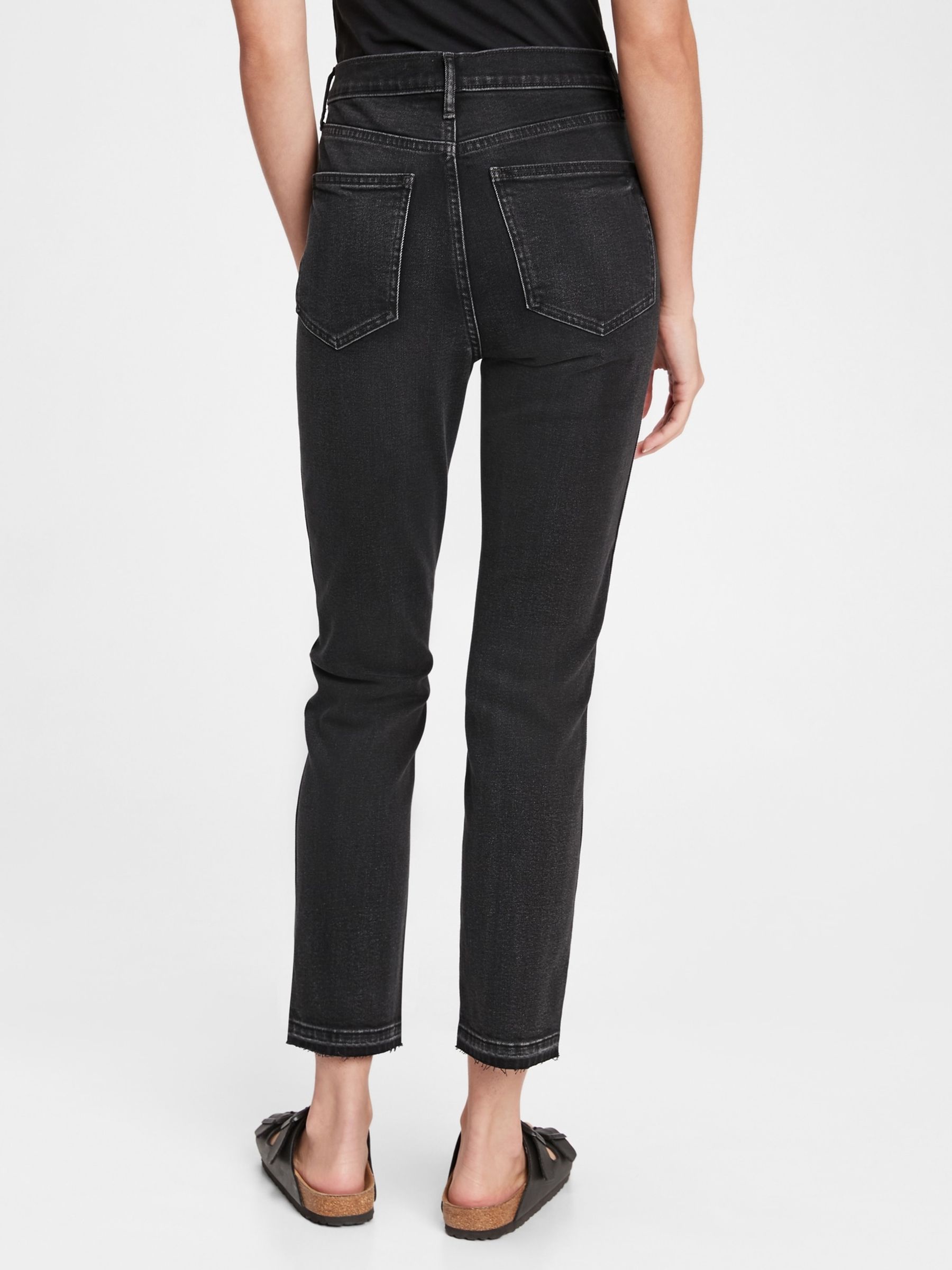 Black High Waisted Ankle Length Vintage Slim Jeans - Image 3 of 7