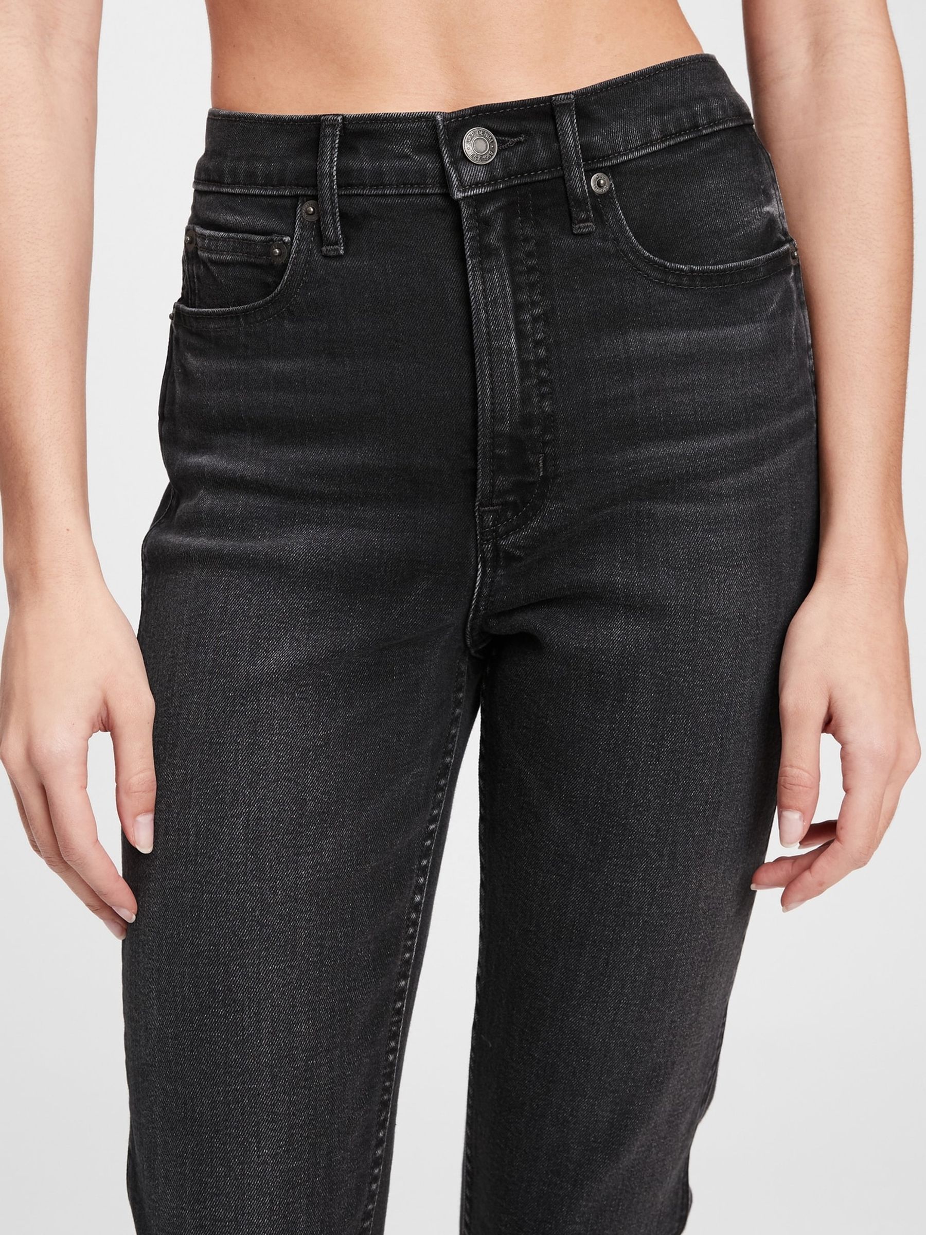 Black High Waisted Ankle Length Vintage Slim Jeans - Image 4 of 7