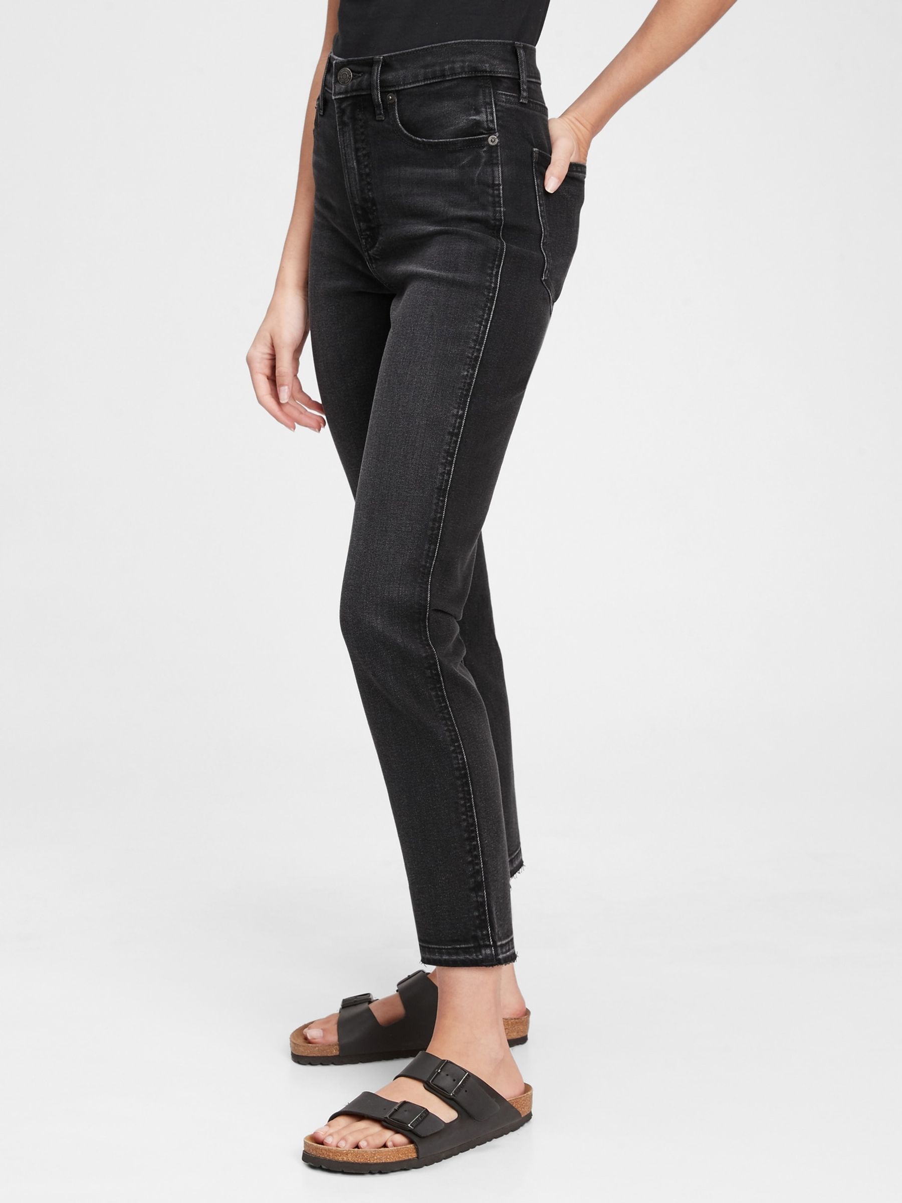 Black High Waisted Ankle Length Vintage Slim Jeans - Image 5 of 7