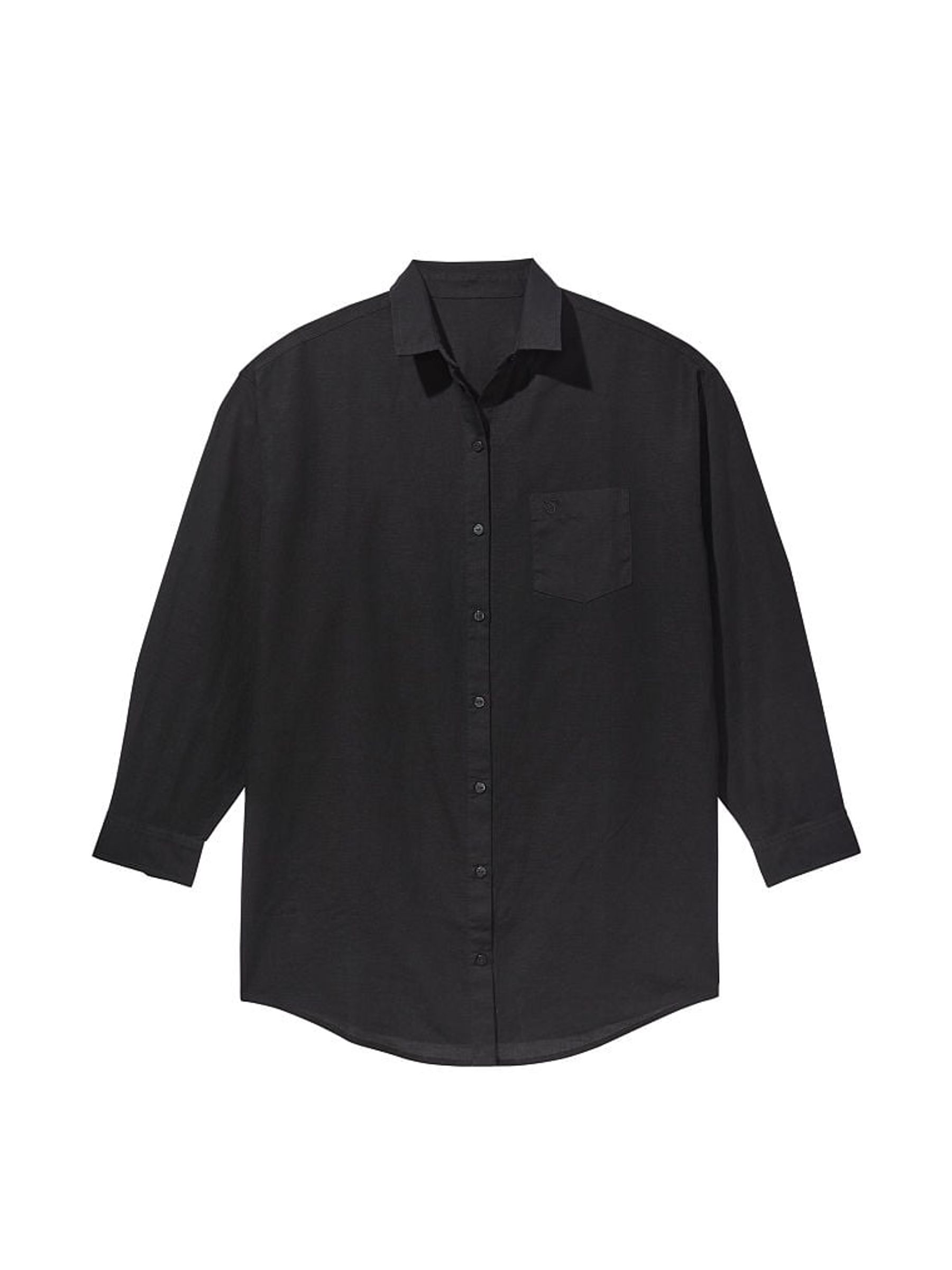 Black Oversized Linen Shirt Cover Up - Image 3 of 3