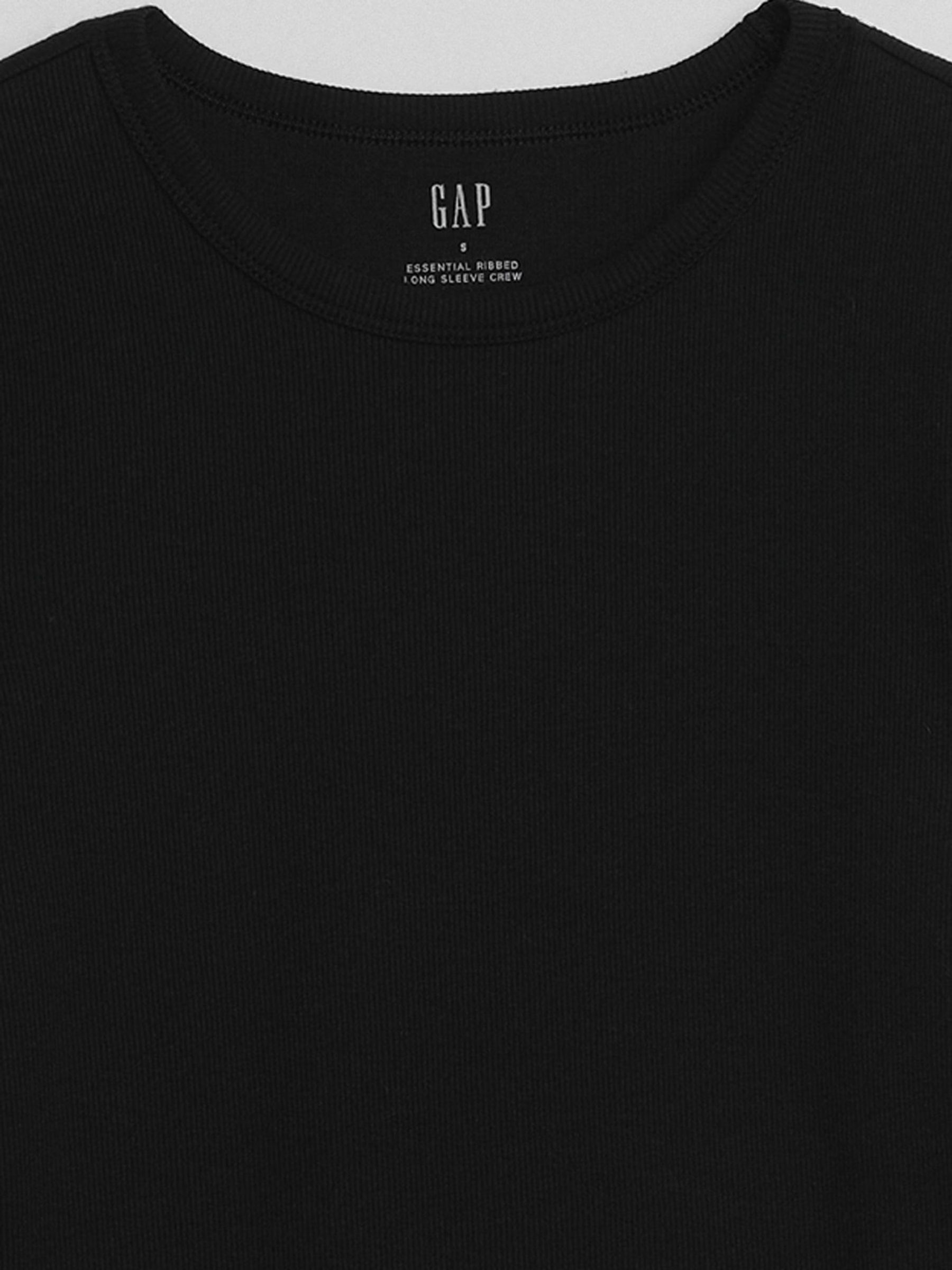 Black Ribbed Crew Neck Long Sleeve T-Shirt - Image 6 of 6