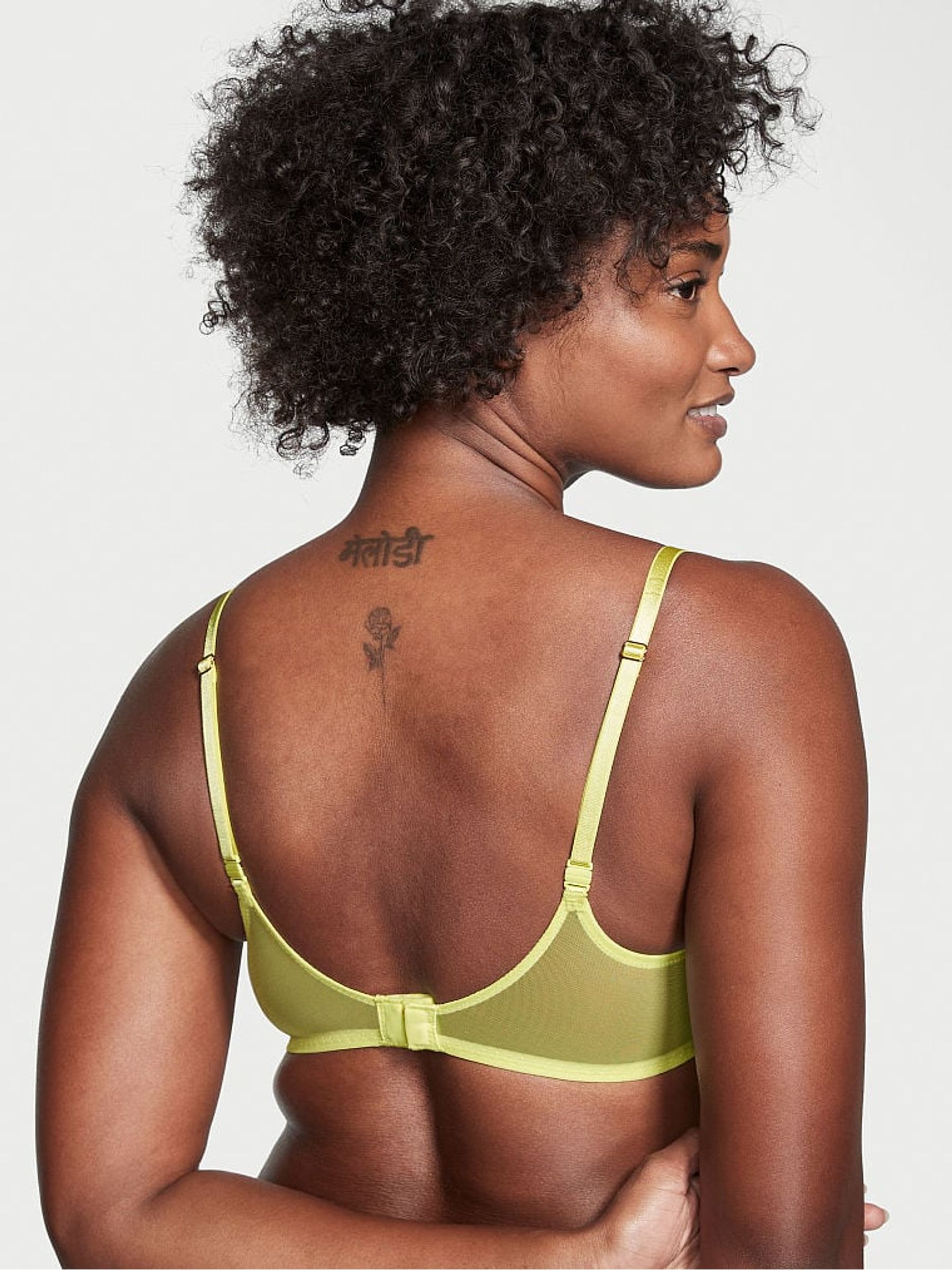 Lime Citron Yellow Unlined Balcony Lightly Lined Lace Demi Bra - Image 2 of 3