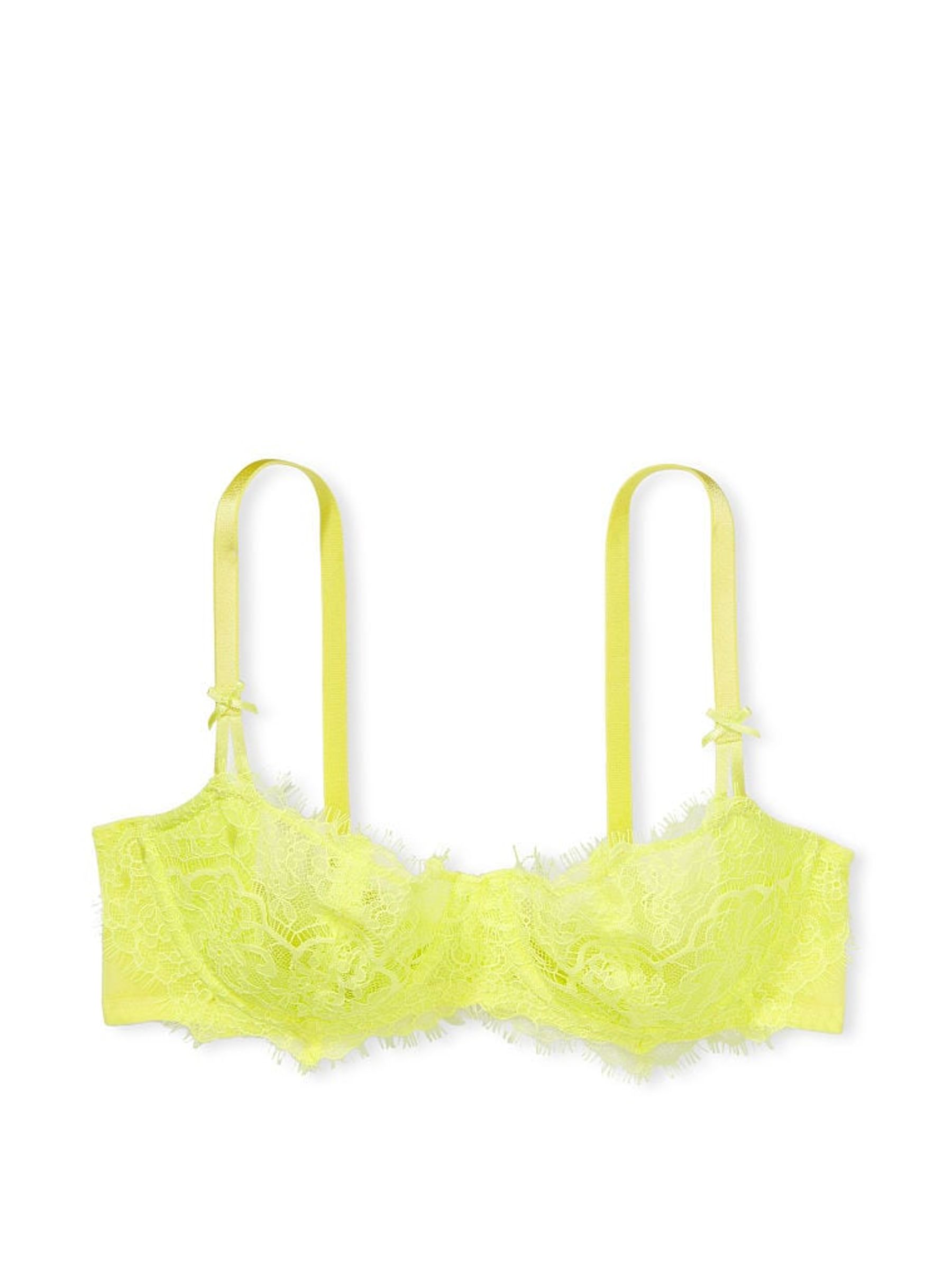 Lime Citron Yellow Unlined Balcony Lightly Lined Lace Demi Bra - Image 3 of 3