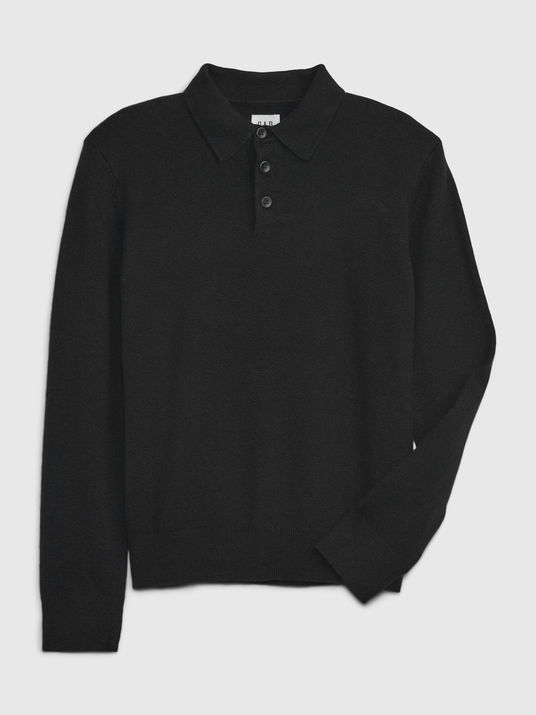 Black Polo Long Sleeve Jumper (4-13yrs) - Image 1 of 1
