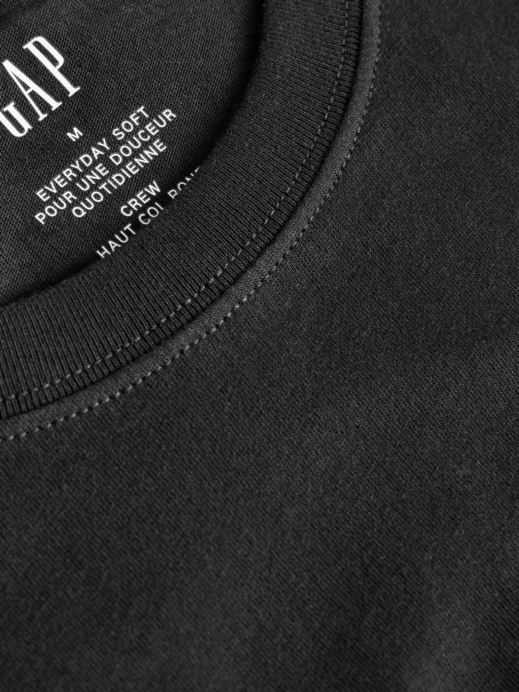 Black Short Sleeve Everyday 100% Cotton Crew Neck T-Shirt - Image 10 of 10