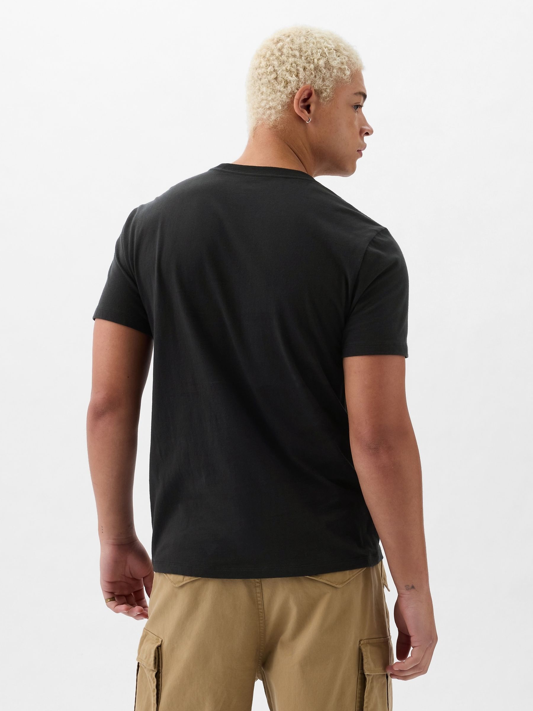 Black Short Sleeve Everyday 100% Cotton Crew Neck T-Shirt - Image 3 of 10