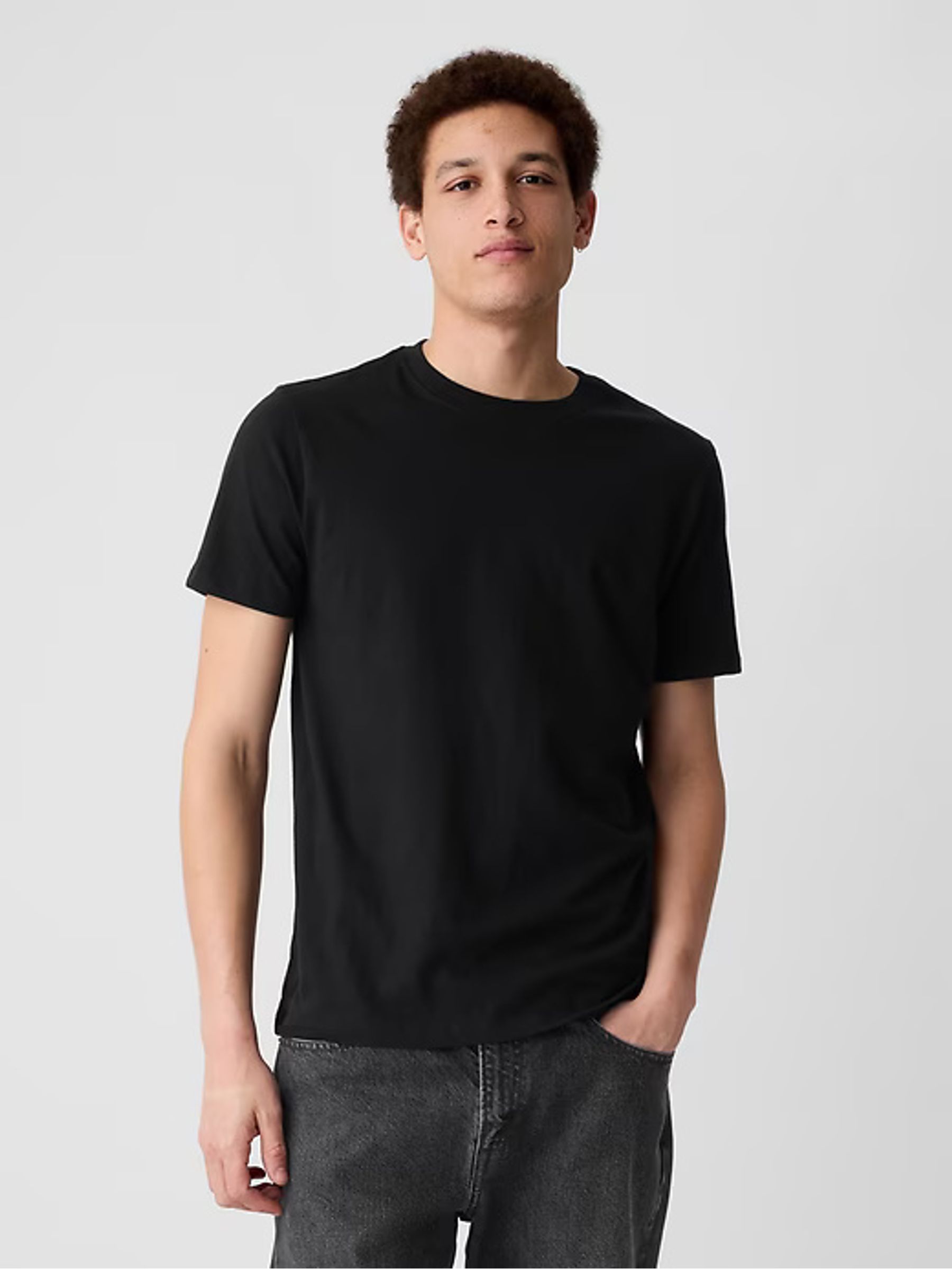 Black Short Sleeve Everyday 100% Cotton Crew Neck T-Shirt - Image 5 of 10