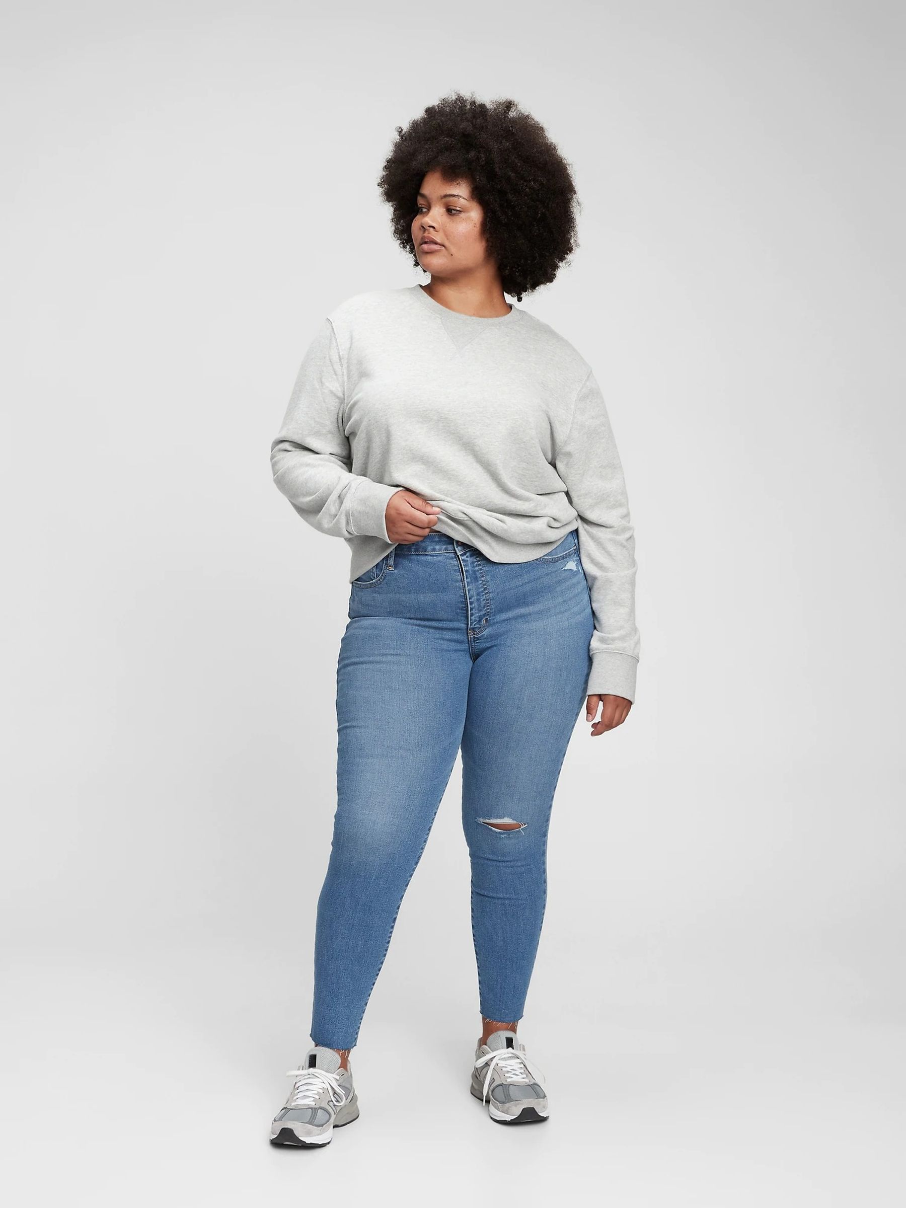Light Wash Blue High Waisted Rip Knee Universal Jegging - Image 4 of 6