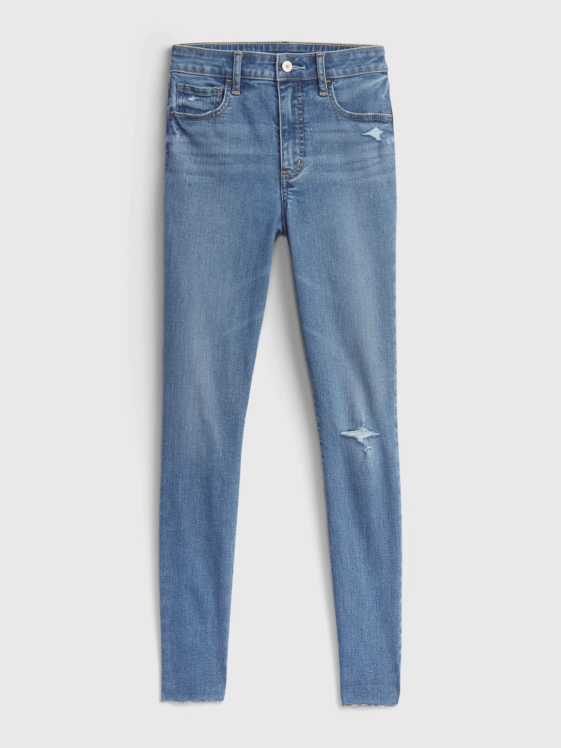 Light Wash Blue High Waisted Rip Knee Universal Jegging - Image 6 of 6
