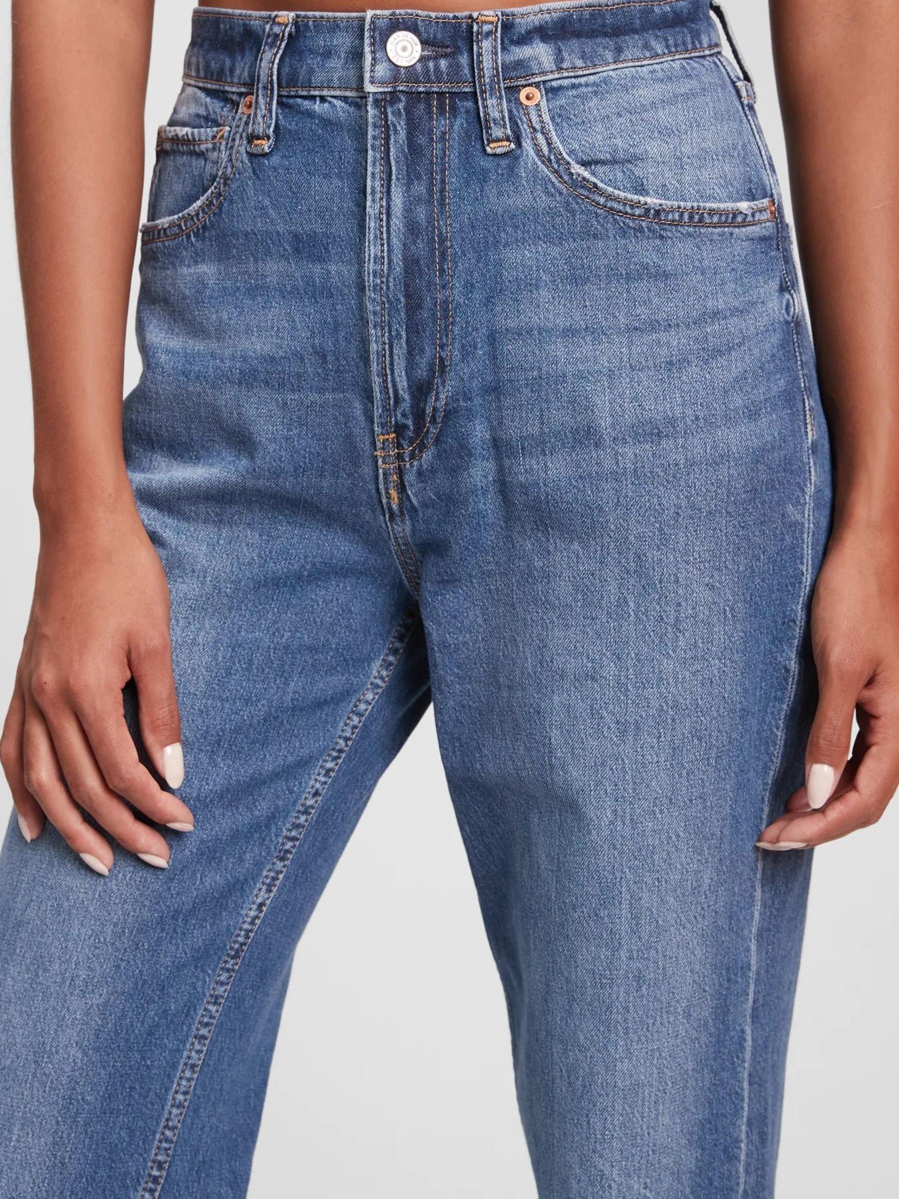 Mid Wash Blue High Waisted Organic Cotton '90s Loose Fit Jeans - Image 4 of 8