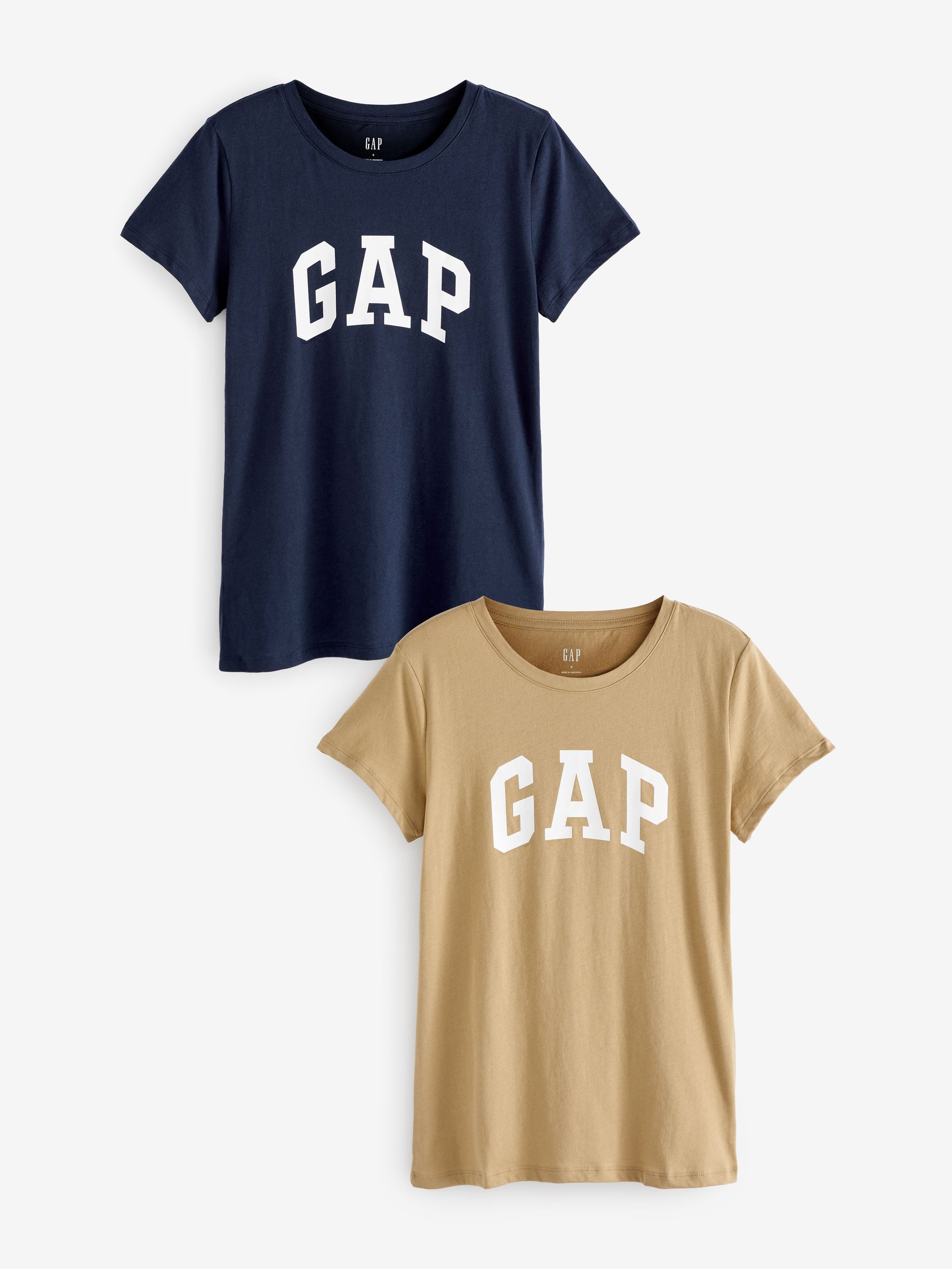 Navy and Beige Logo Short Sleeve Crew Neck T-Shirt 2-Pack - Image 1 of 1