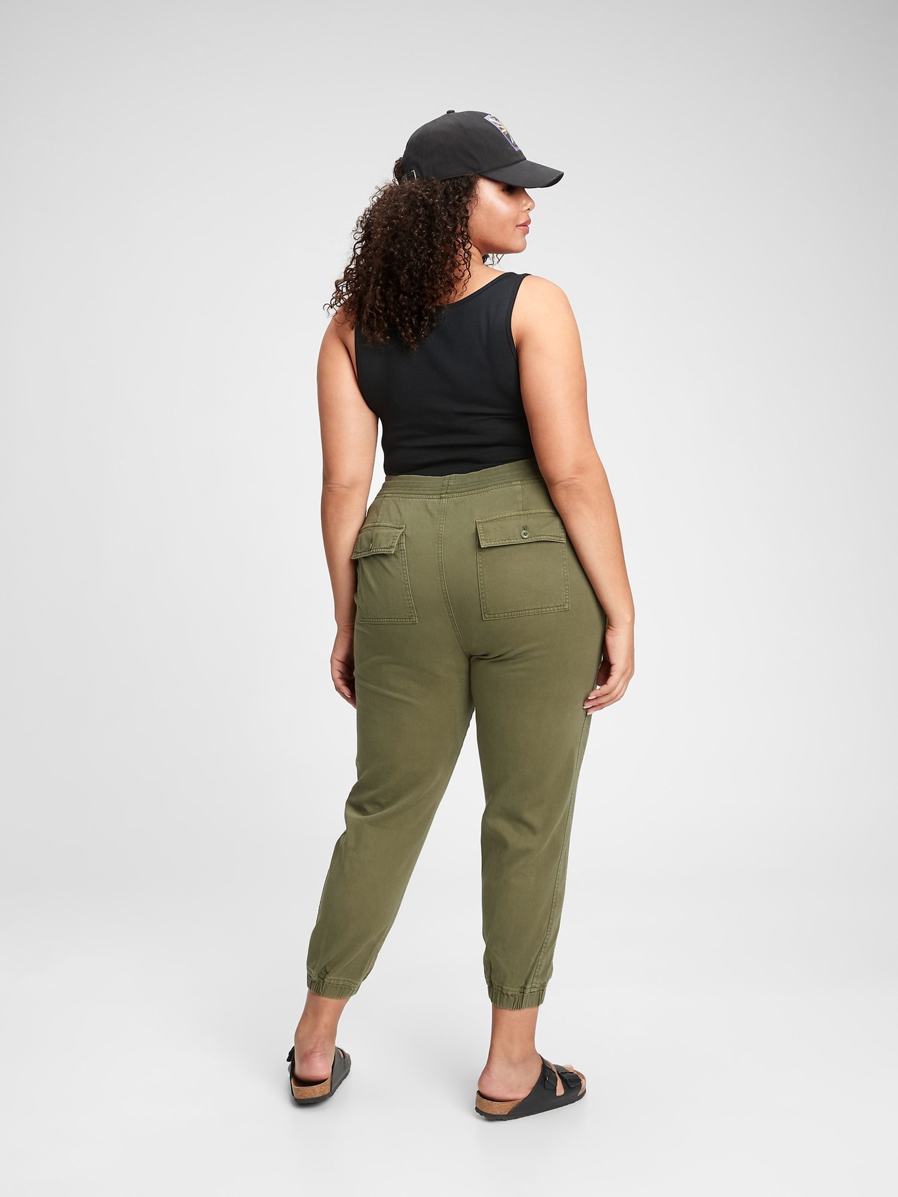 Green Ribbed Pull-On Joggers - Image 4 of 5