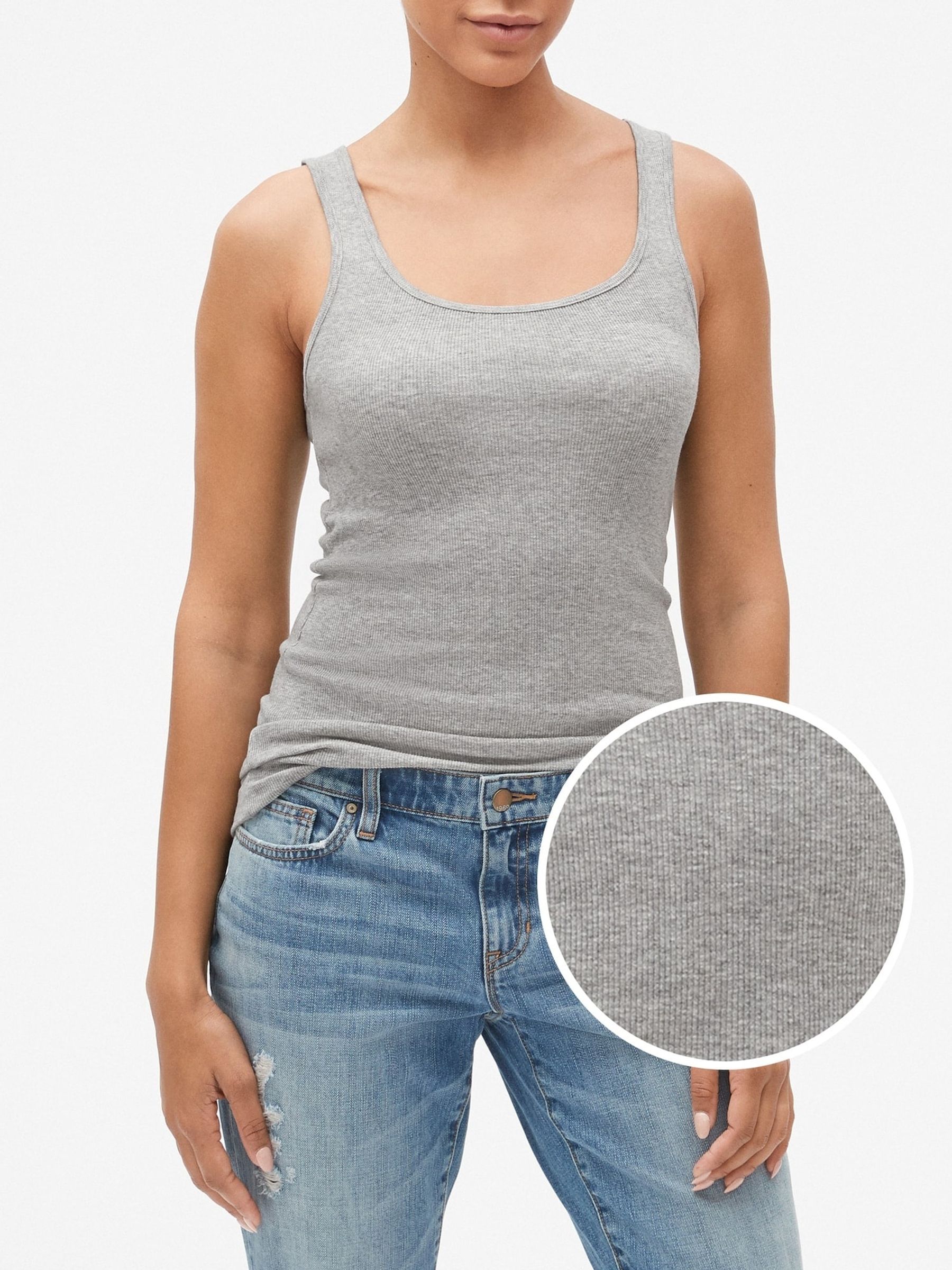 Grey Ribbed Scoop Neck Vest - Image 2 of 2