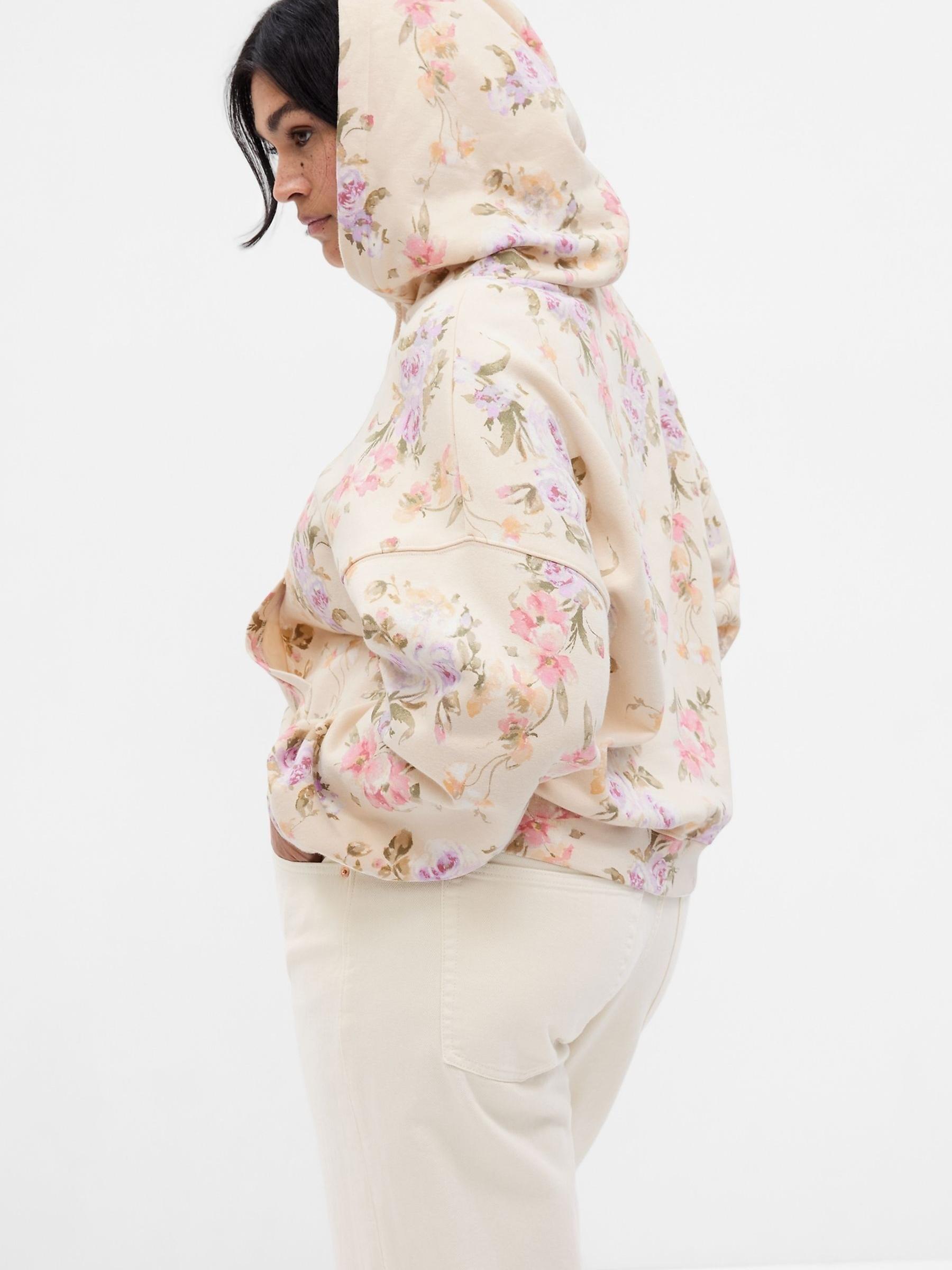 Cream LoveShackFancy Floral Cropped Logo Hoodie - Image 5 of 5
