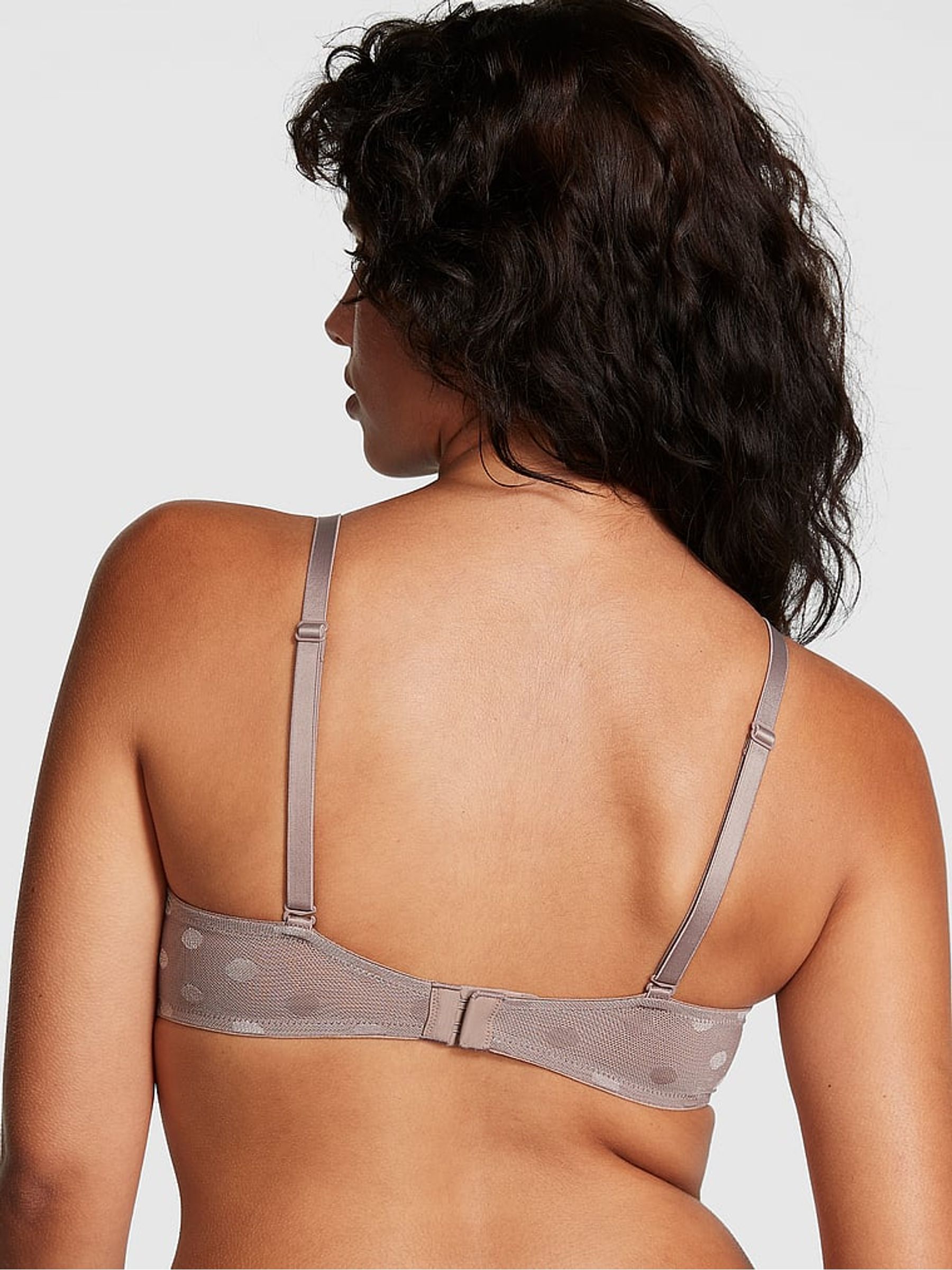 Iced Coffee Brown Dot Mesh Push Up Bra - Image 2 of 4