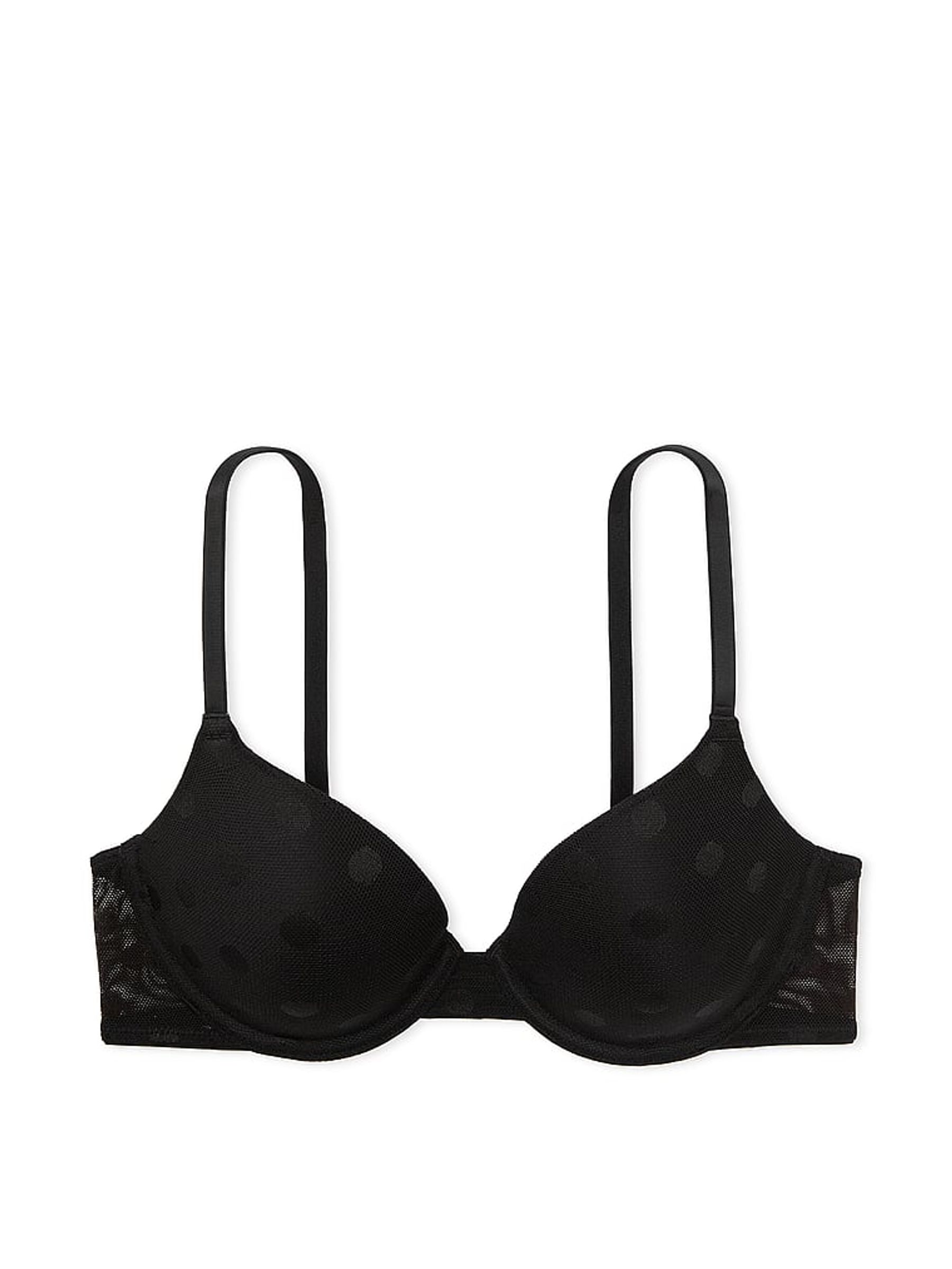 Pure Black Dot Mesh Lightly Lined Demi Bra - Image 3 of 4