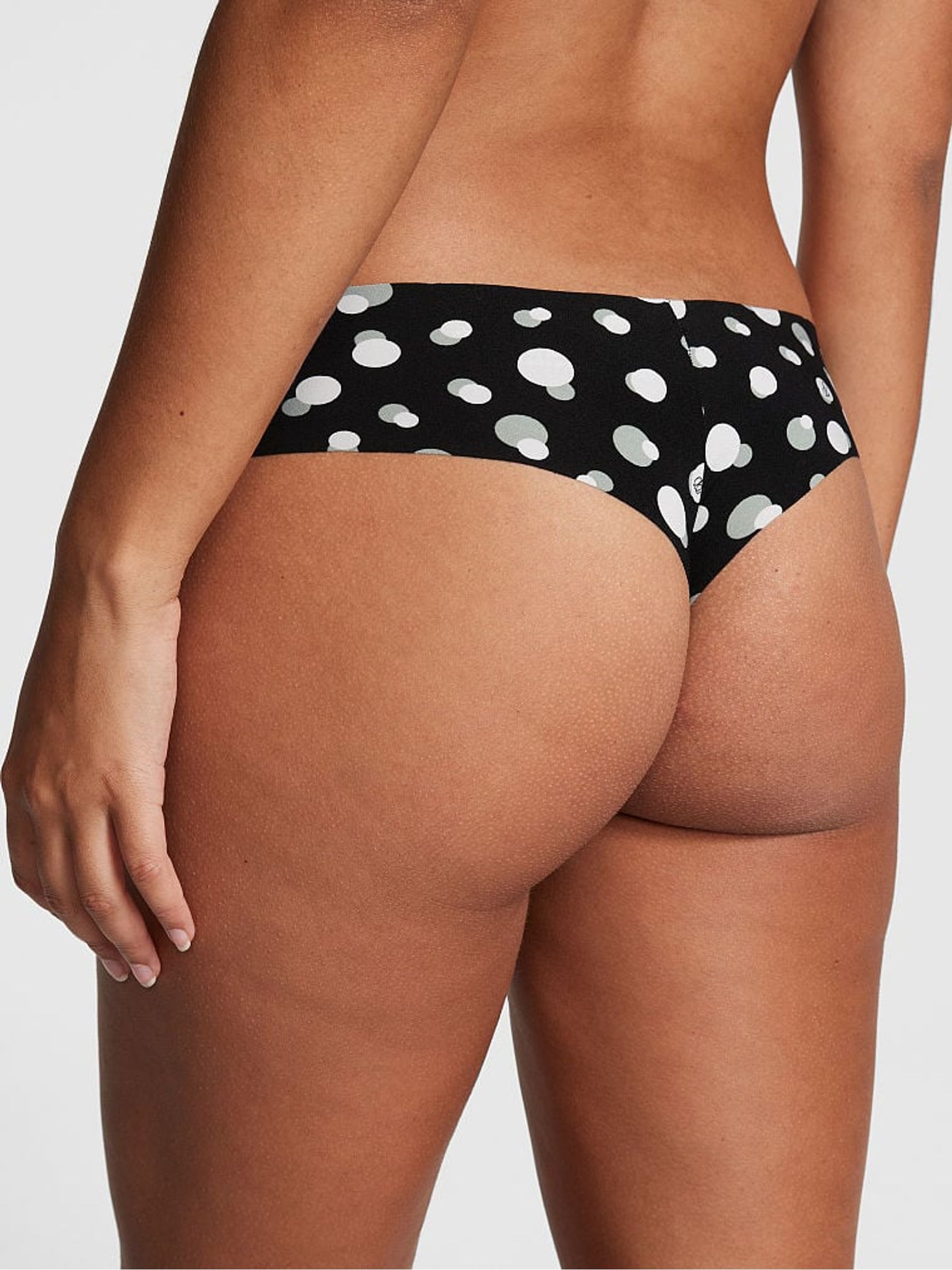 Pure Black Dot Print No Show Thong Knickers - Image 2 of 3