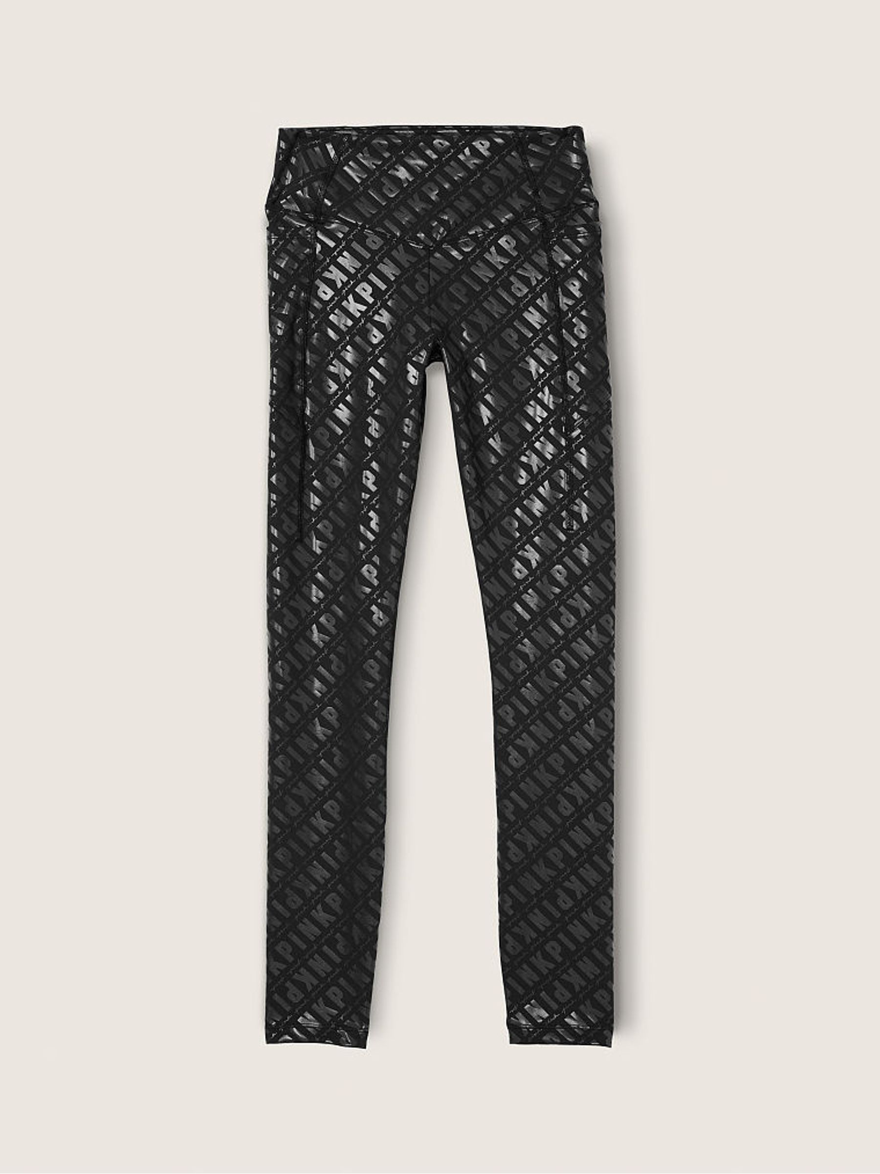 Wet Look Black High Waist Full Length Legging - Image 4 of 4