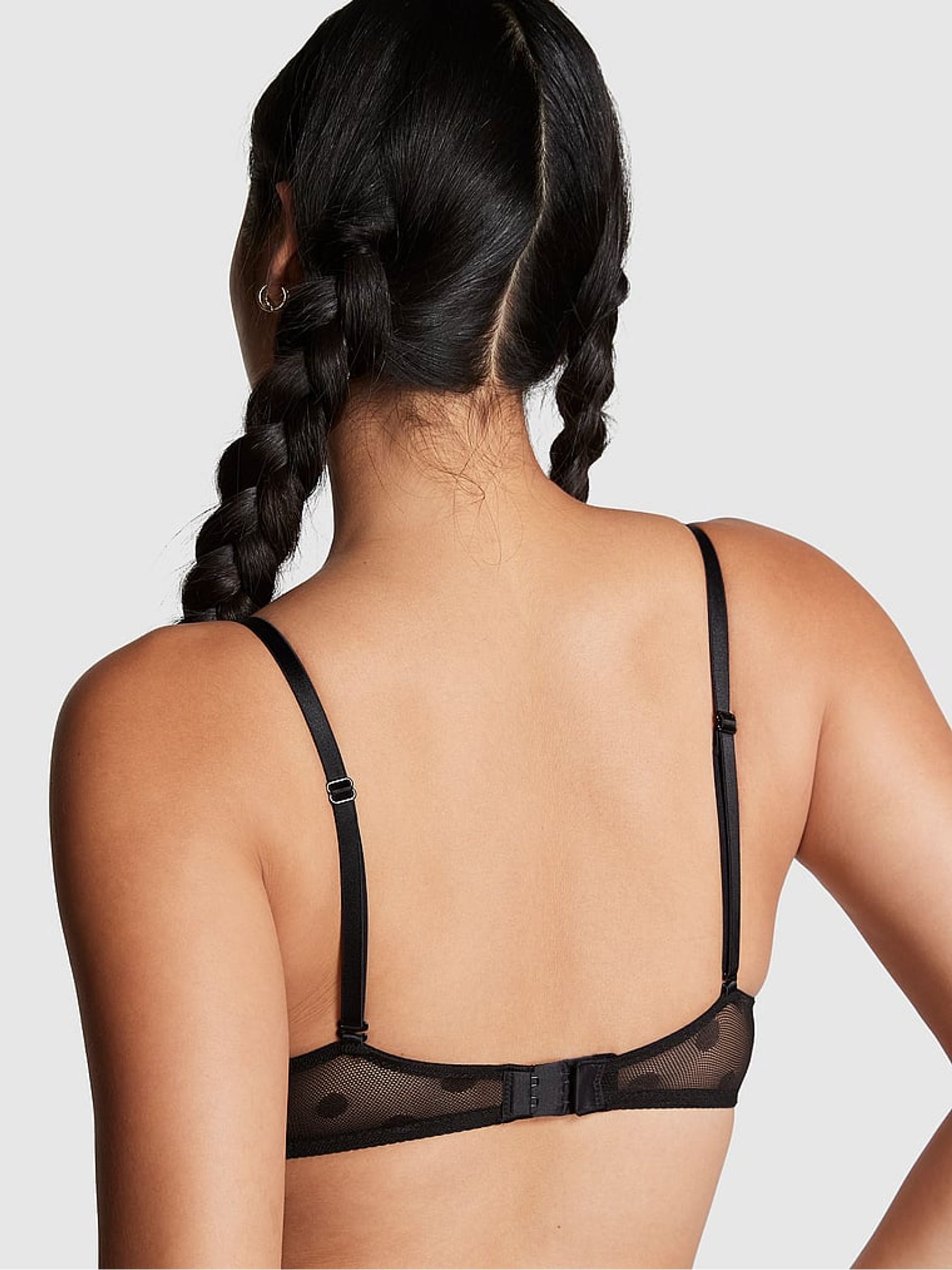 Pure Black Dot Mesh Push Up Bra - Image 2 of 4