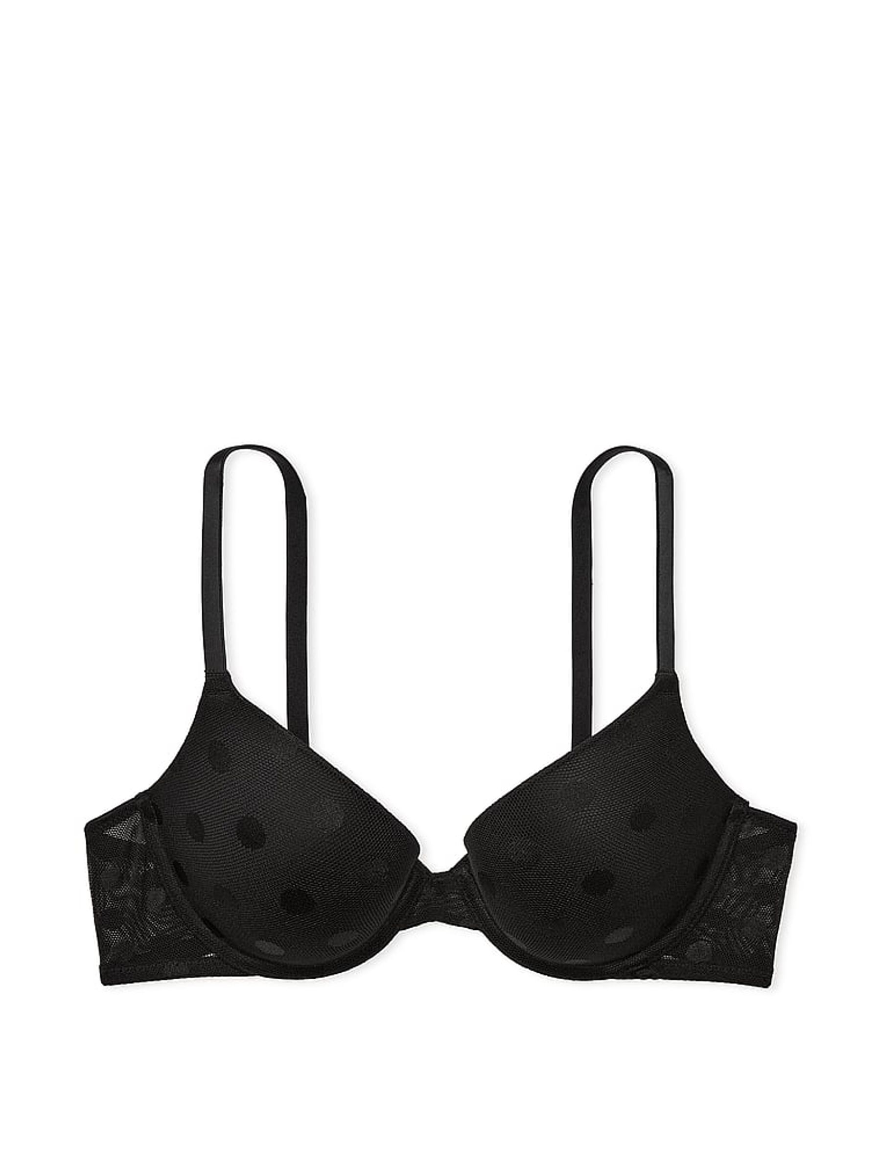 Pure Black Dot Mesh Push Up Bra - Image 3 of 4