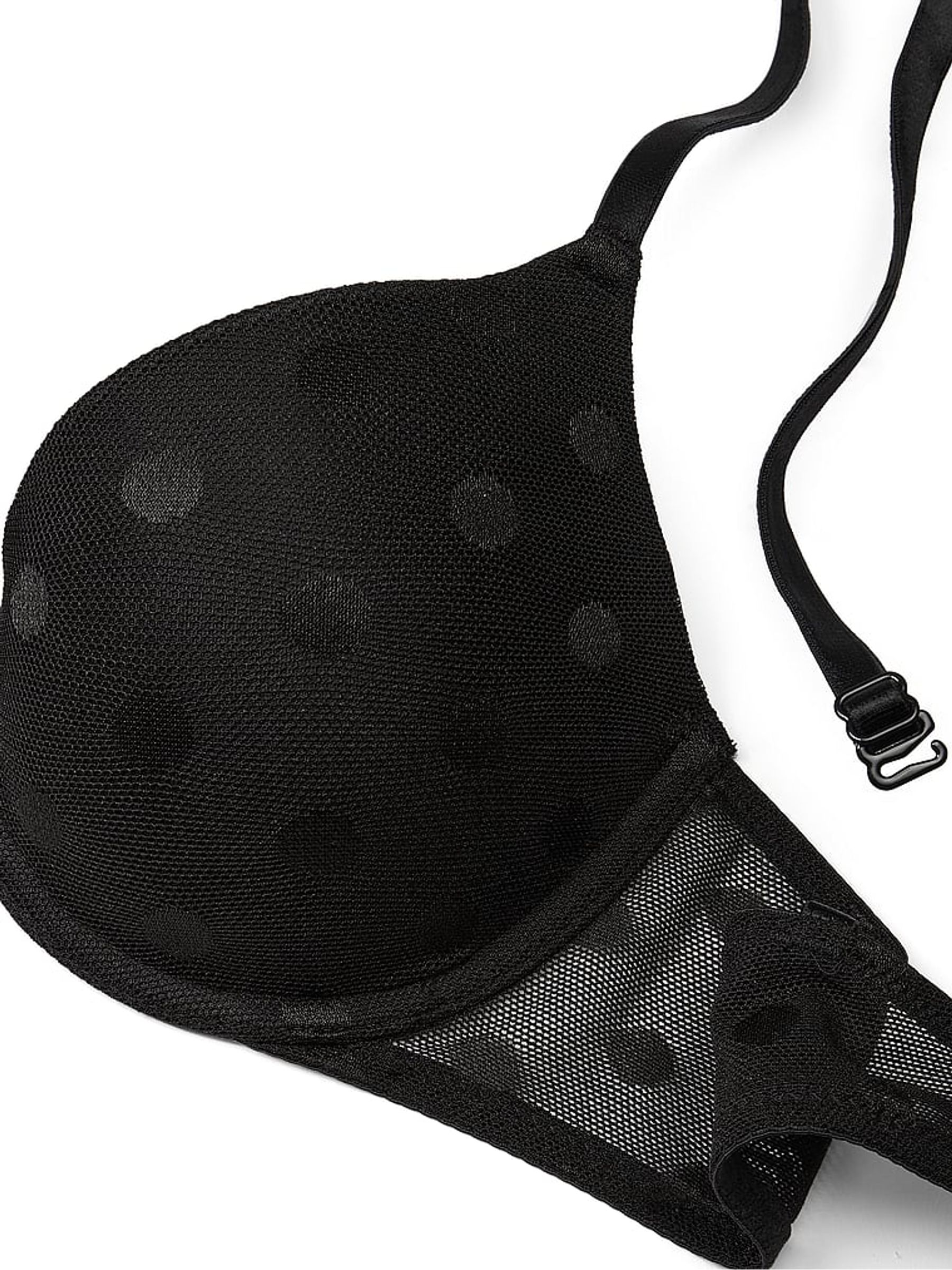 Pure Black Dot Mesh Push Up Bra - Image 4 of 4