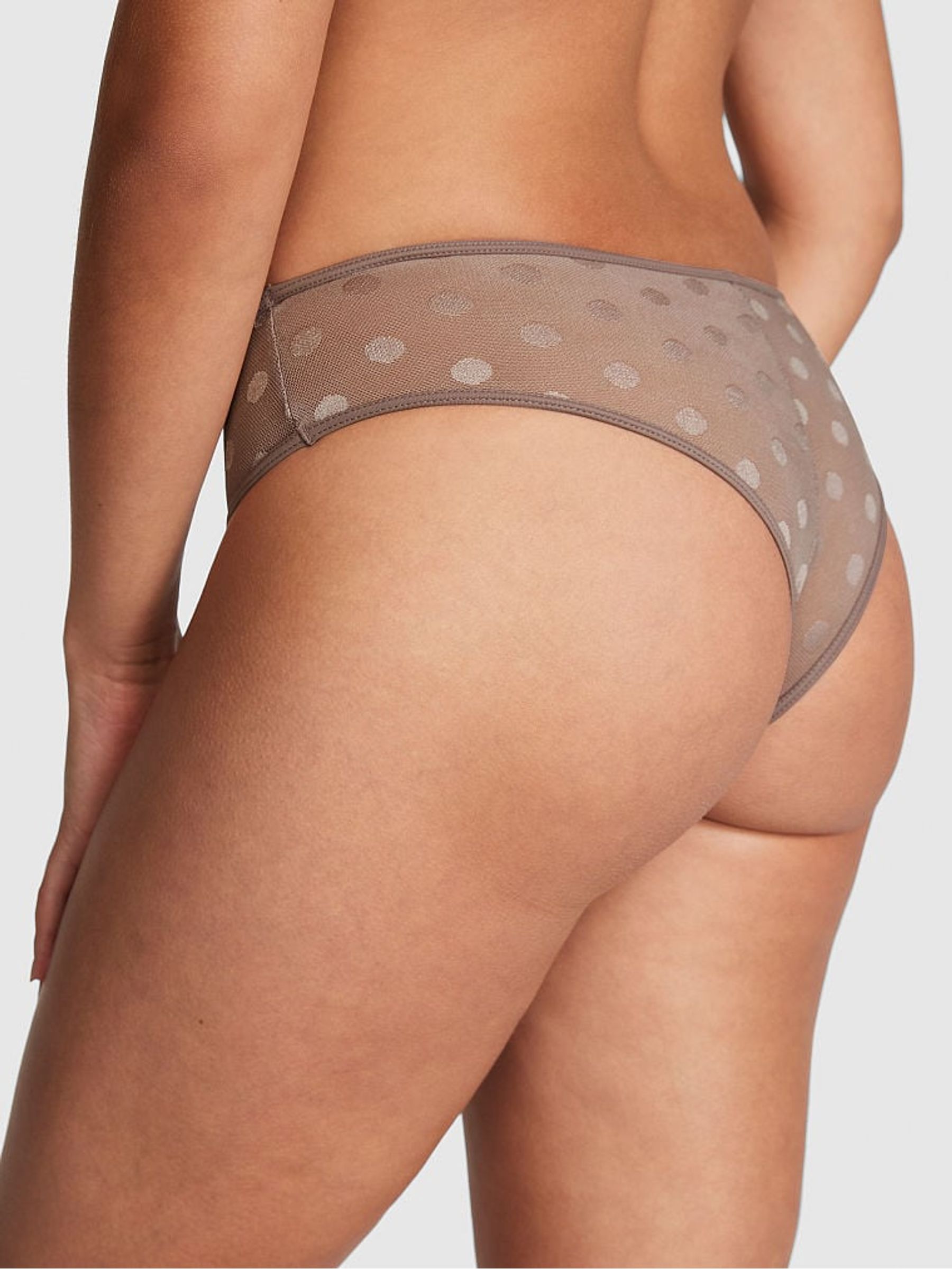 Iced Coffee Brown Dot Mesh Cheeky Knickers - Image 2 of 3