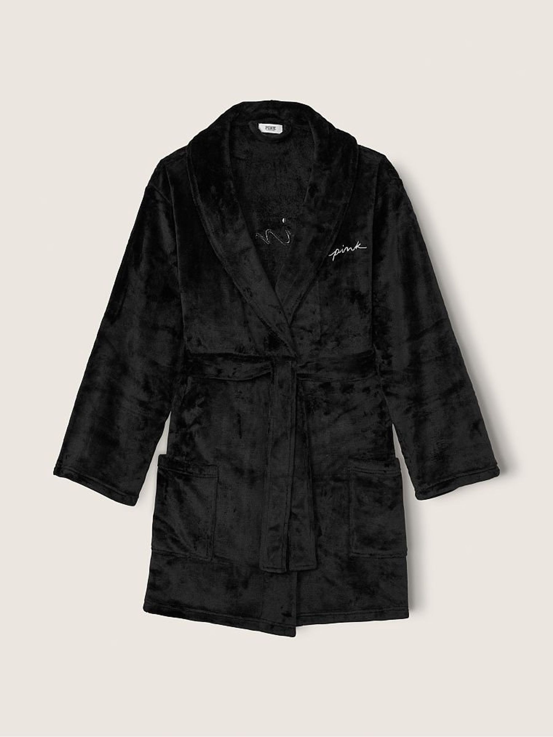Pure Black Cosy Long Sleeve Dressing Gown - Image 1 of 2