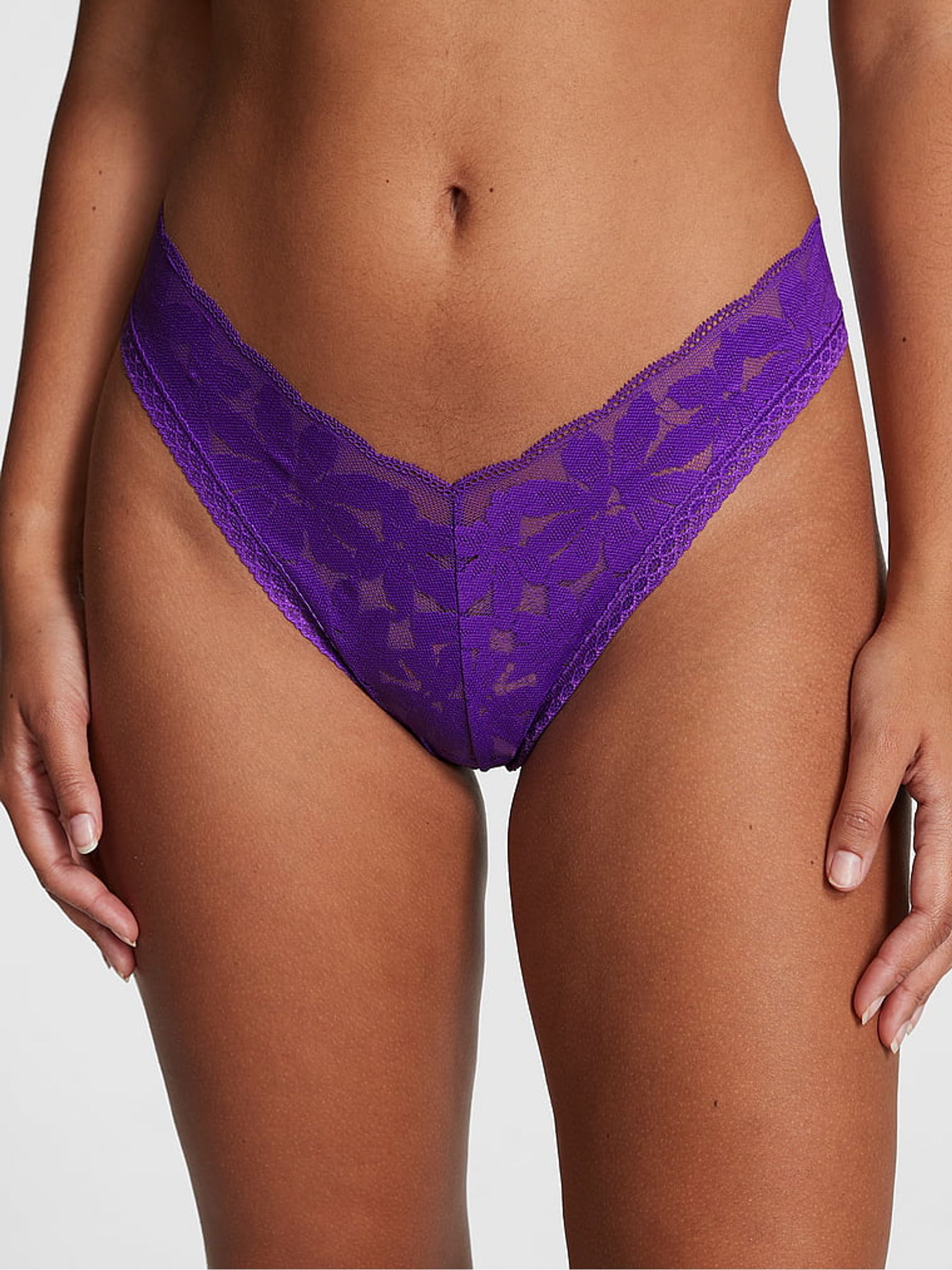 Dark Purple Lace Brazilian Knickers - Image 1 of 3