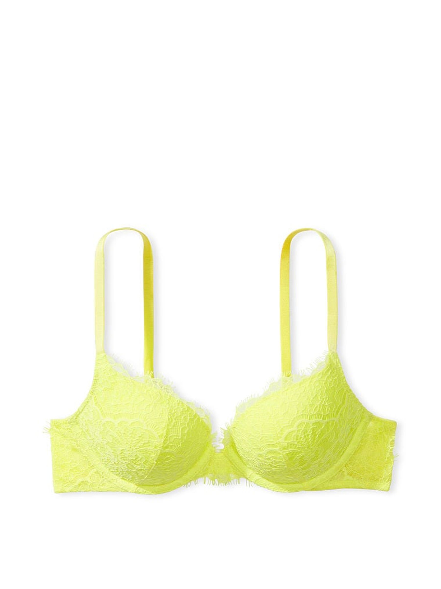 Lime Citron Yellow Push Up Lightly Lined Lace Demi Bra - Image 3 of 3