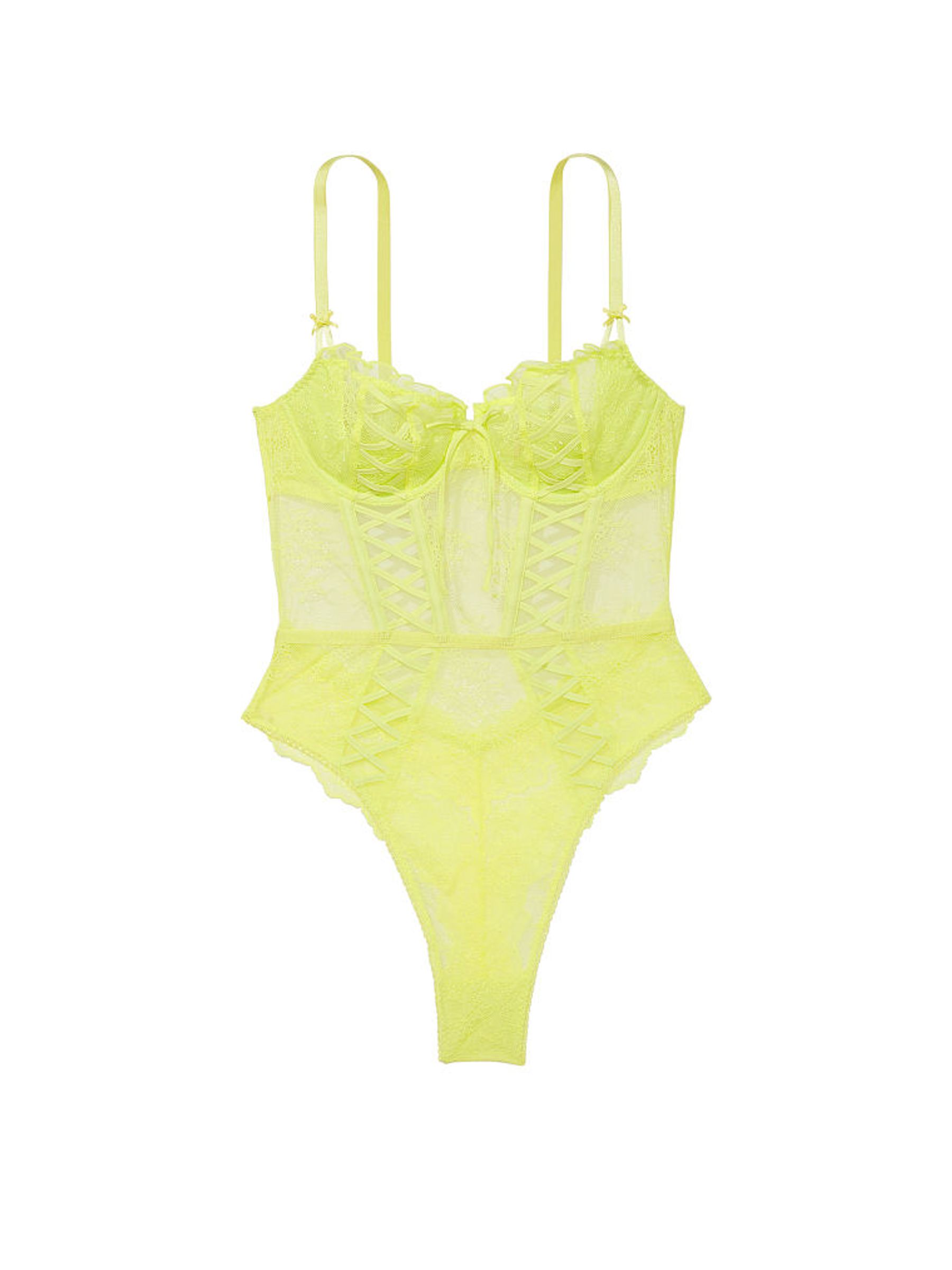 Lime Citron Wicked Unlined LaceUp Teddy - Image 4 of 4