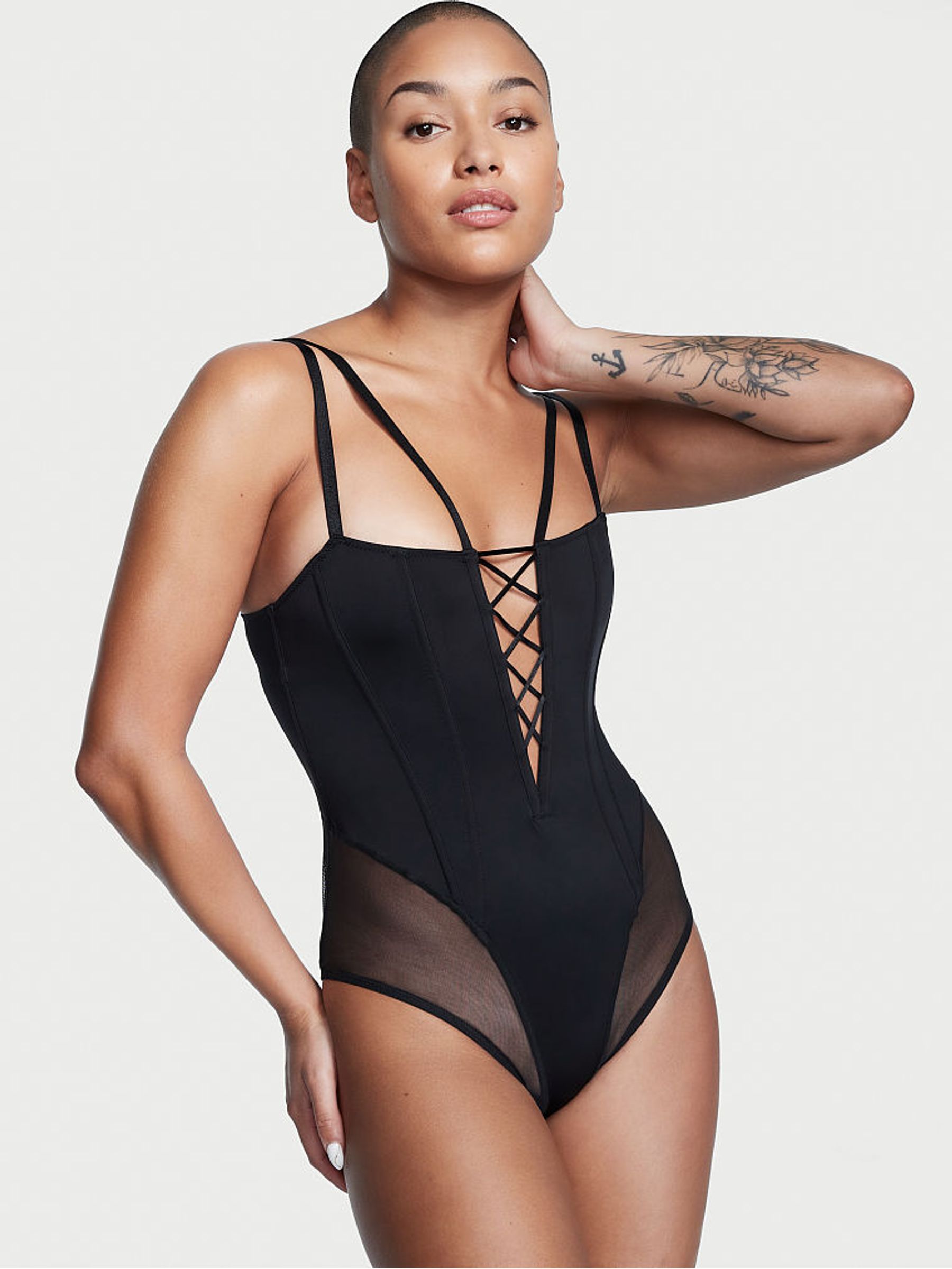 Black LaceUp Corset Bra Top Body - Image 1 of 3