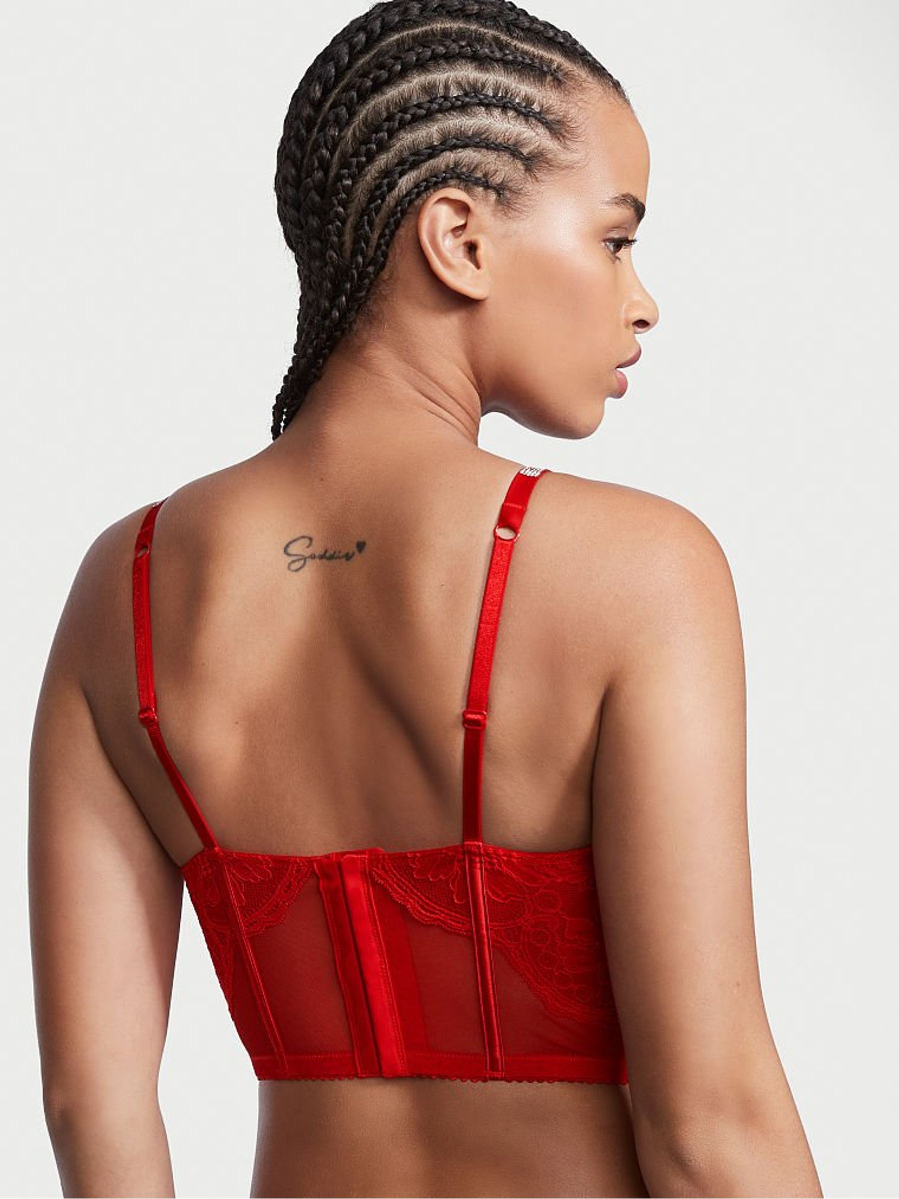 Lipstick Red Corset Bombshell Add 2 Cups Shine Strap Corset Bra Top - Image 2 of 4