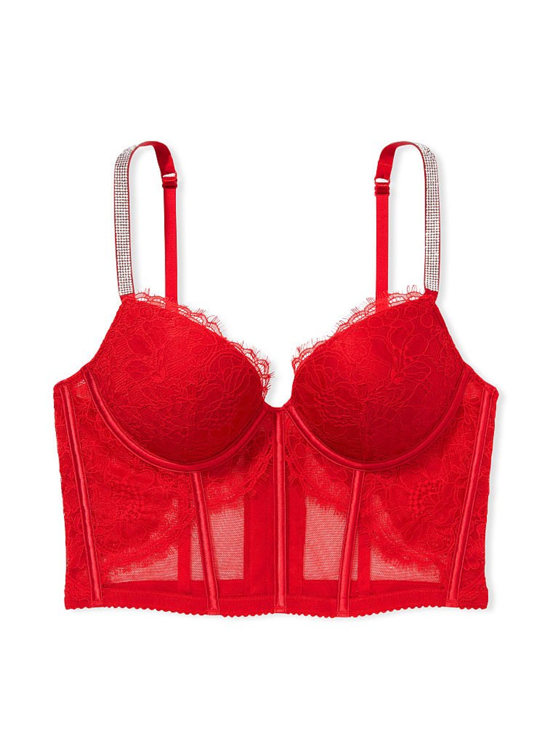 Lipstick Red Corset Bombshell Add 2 Cups Shine Strap Corset Bra Top - Image 3 of 4