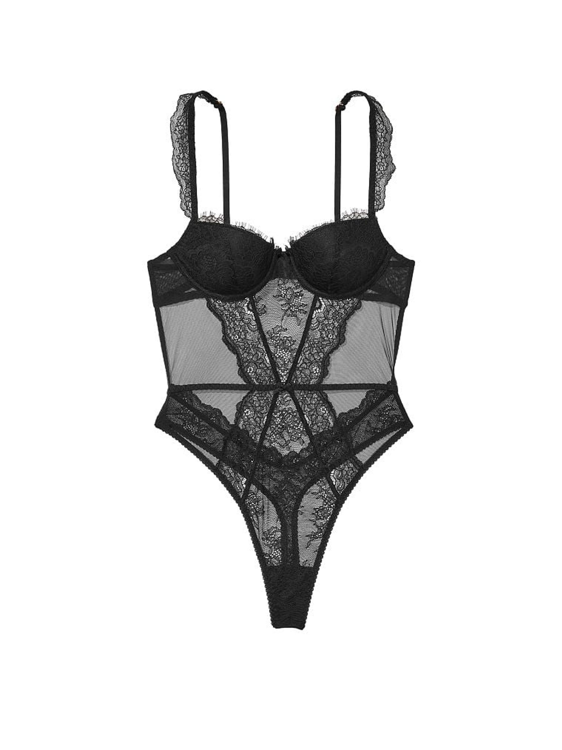 Black Lightly Lined Demi Lace Bodysuit - Image 3 of 3