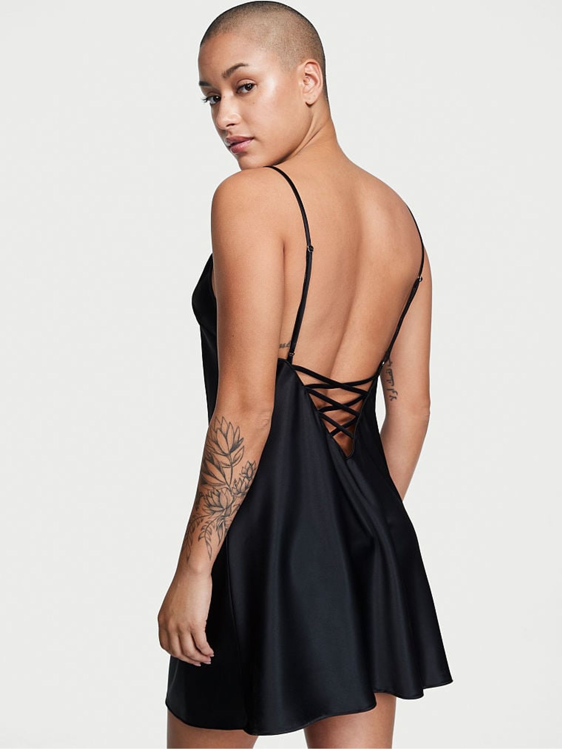 Black LaceTrim Satin Slip - Image 2 of 4