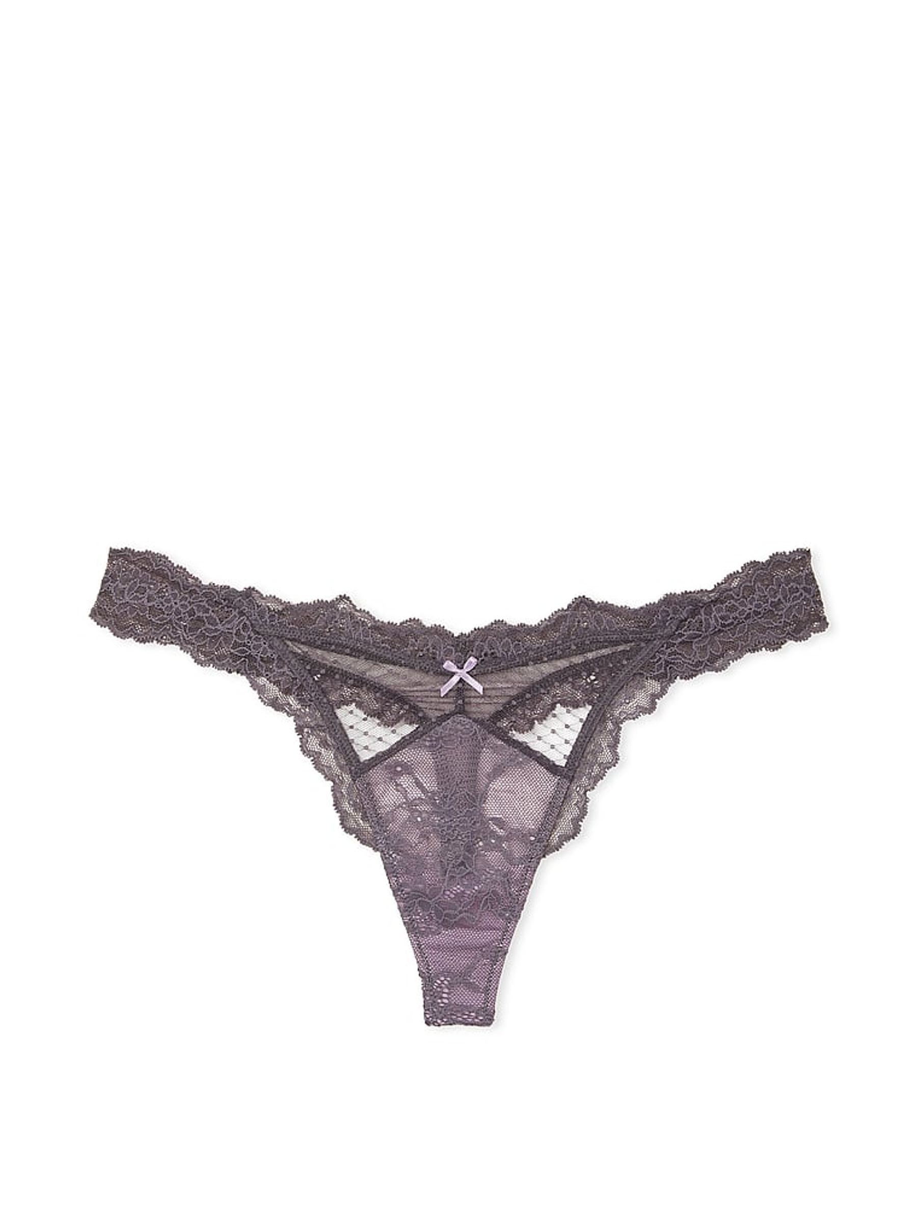 Tornado Purple Thong Lace Knickers - Image 3 of 3