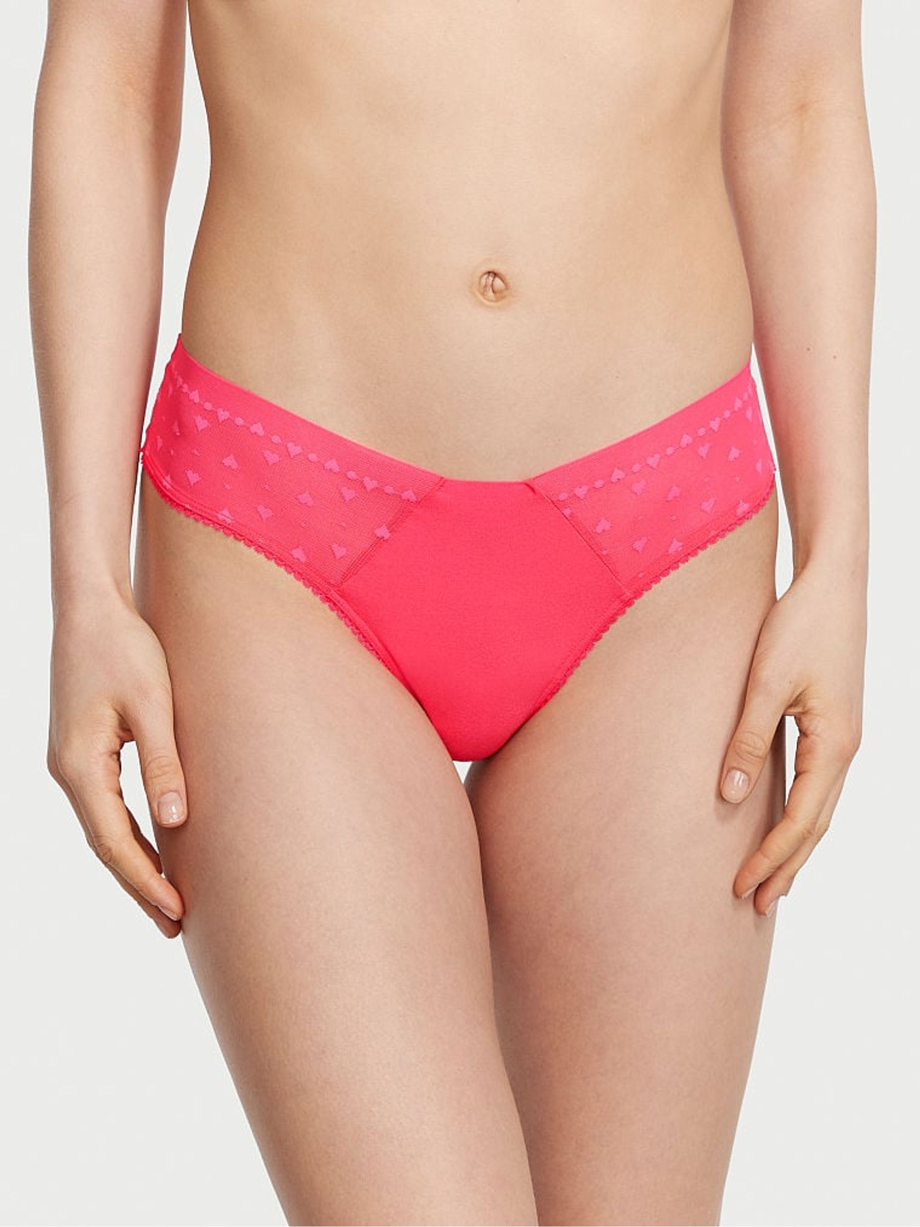 Hottie Pink Heart Lace Thong Knickers - Image 1 of 1